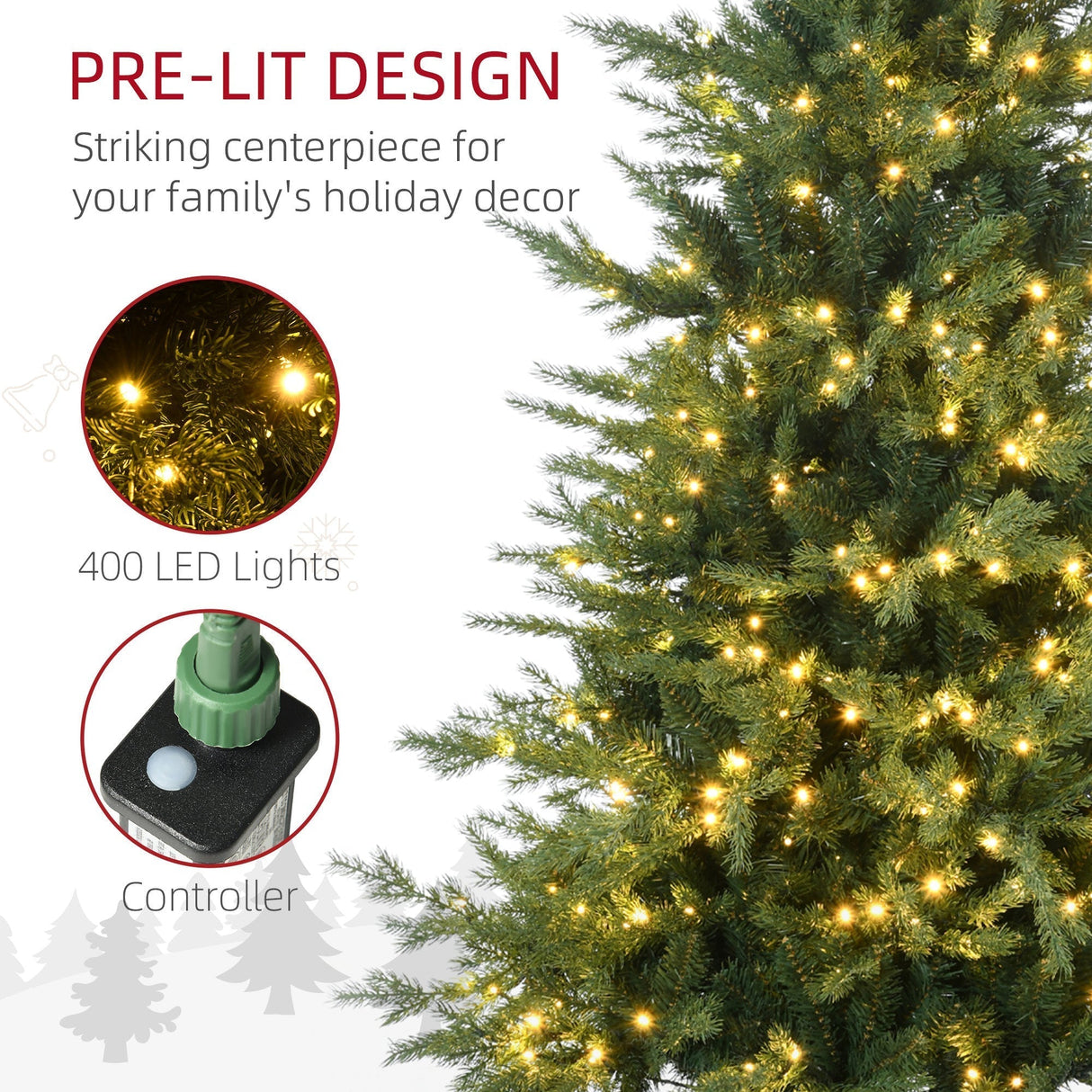 6ft Tall Prelit Artificial Christmas Tree with 8 Light Modes