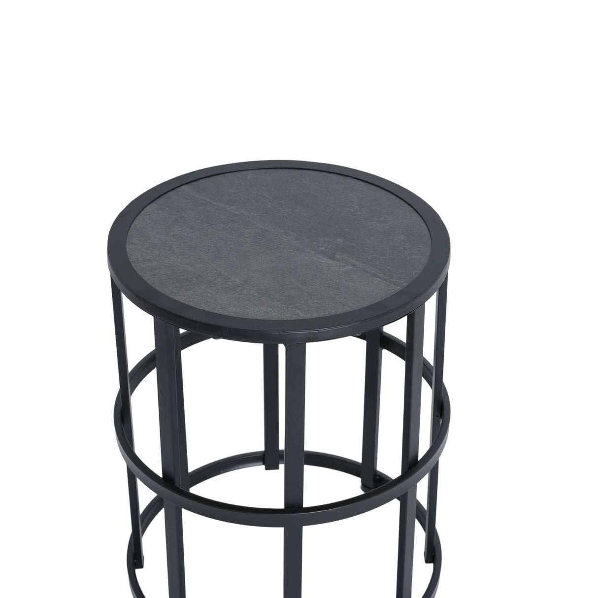 Ceramic Tile Side Table with Powder Coated Iron Frame