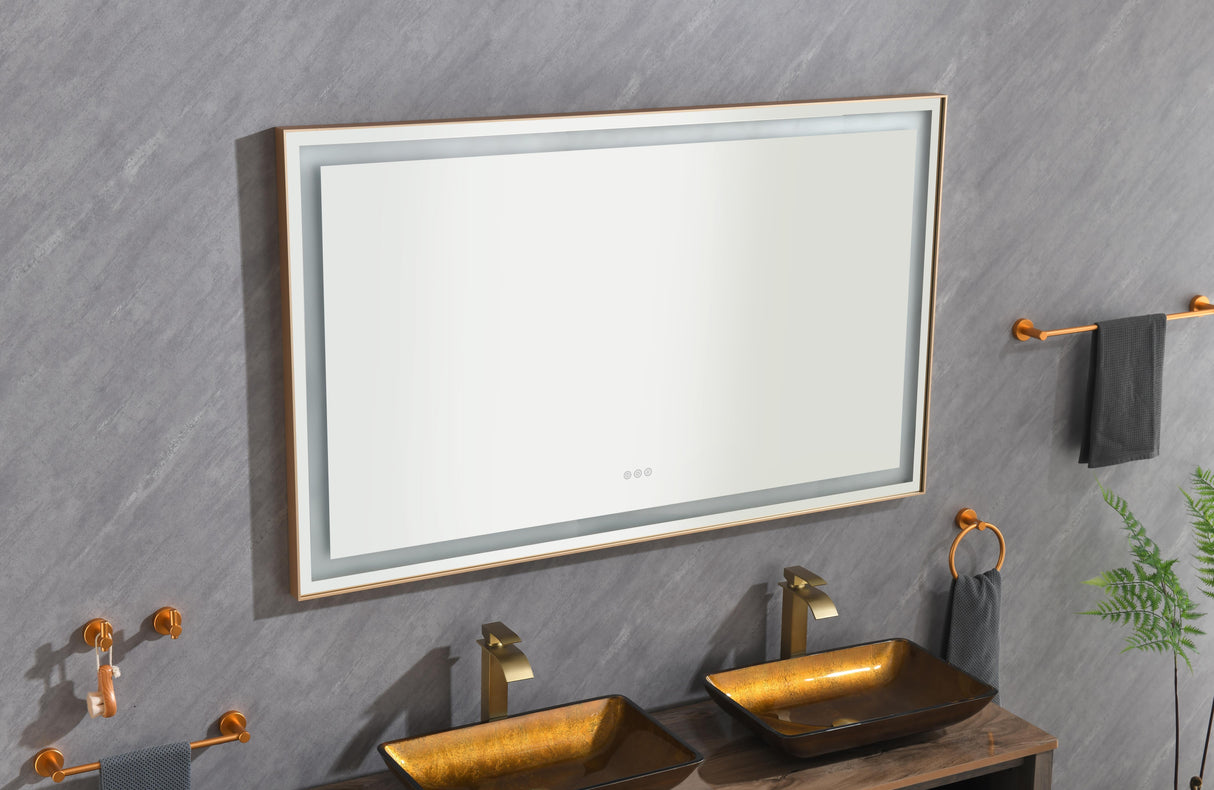 60 x 36 Inch LED Bathroom Mirror with Aluminum Frame