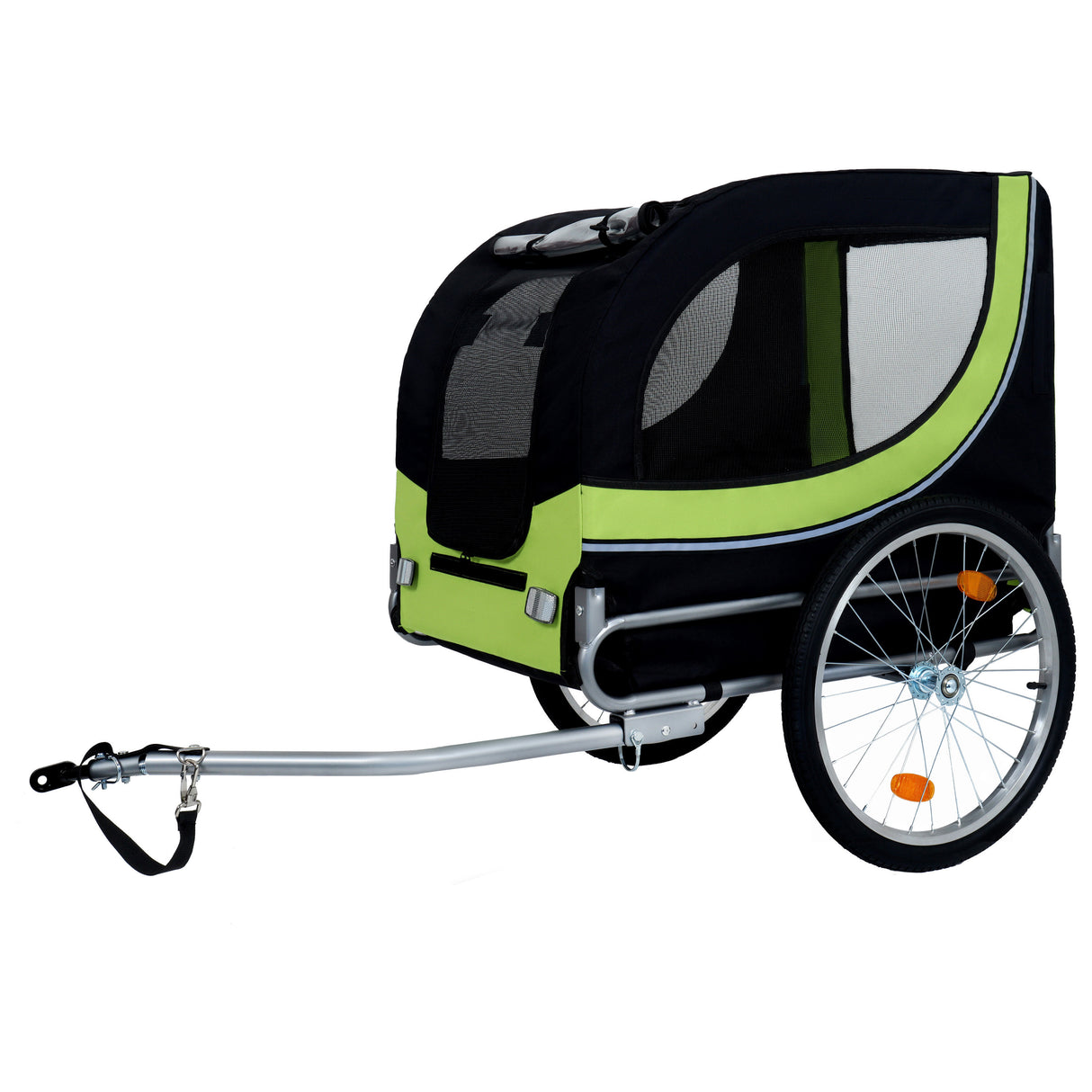 Large Folding Bike Trailer for Dogs – 66LB Capacity All-Terrain Pet Carrier, Black- Green