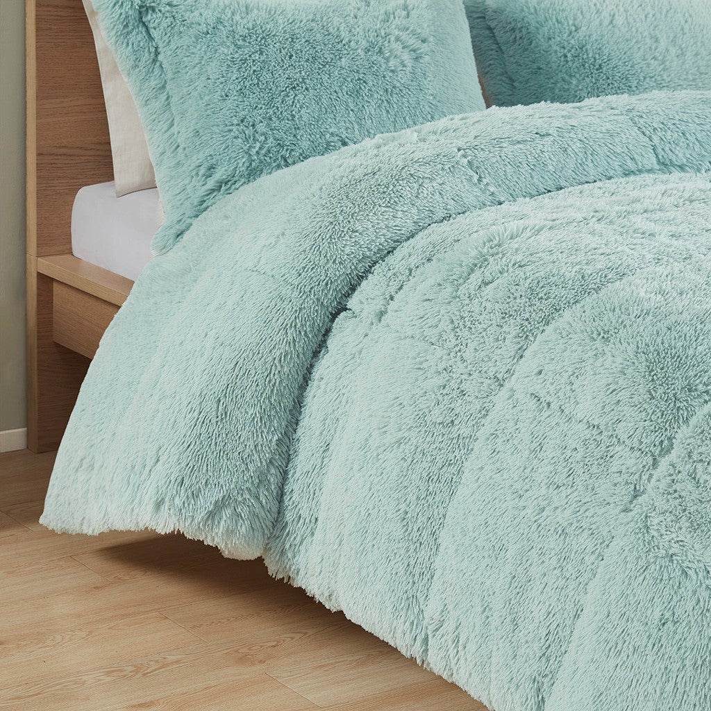 Full/Queen Shaggy Long Fur Comforter Mini Set