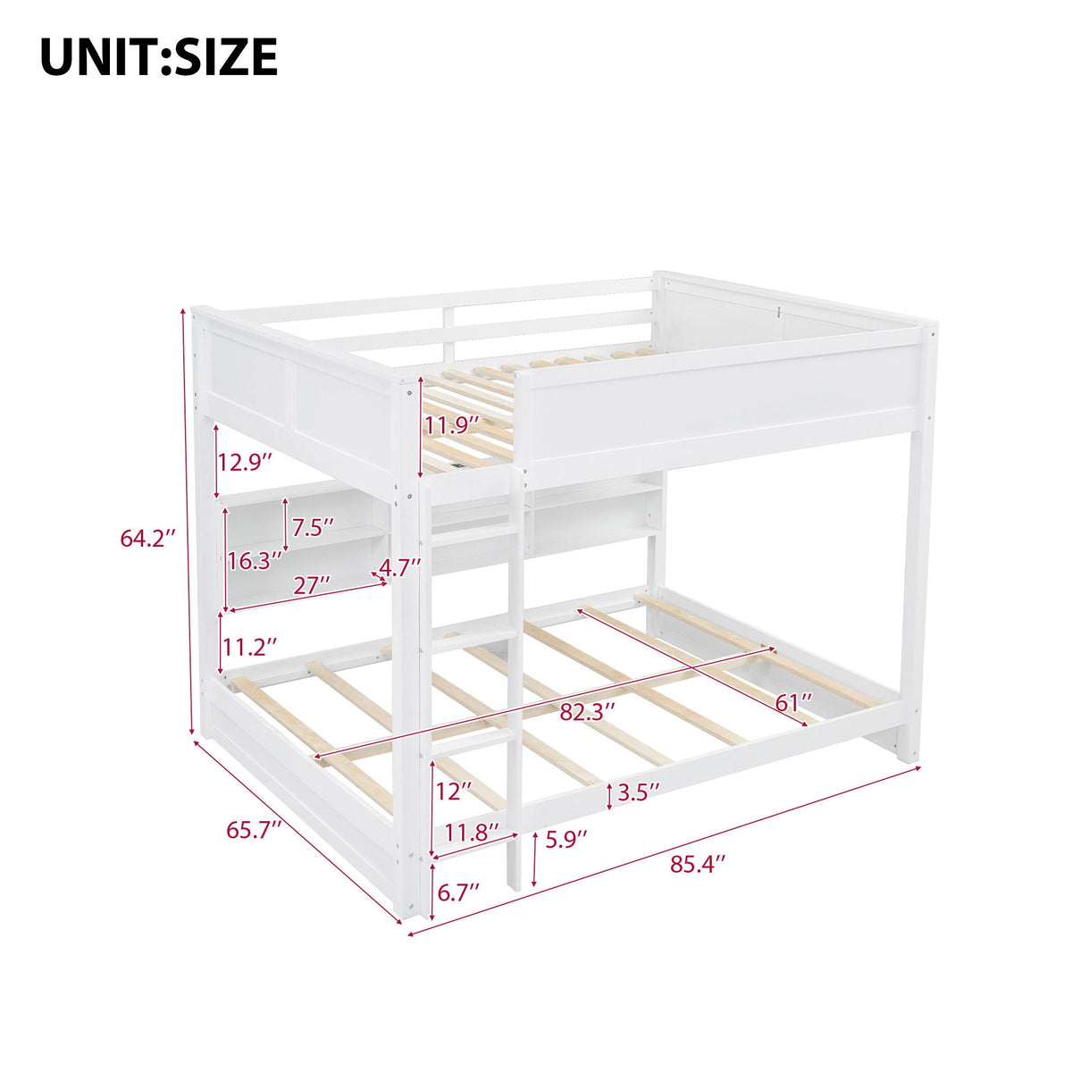 Bunk Bed With Storage Cabinets And USB Ports