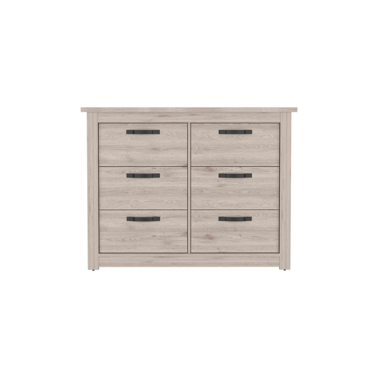 Modern 6-Drawer Dresser with Metal Hardware – Gray Finish