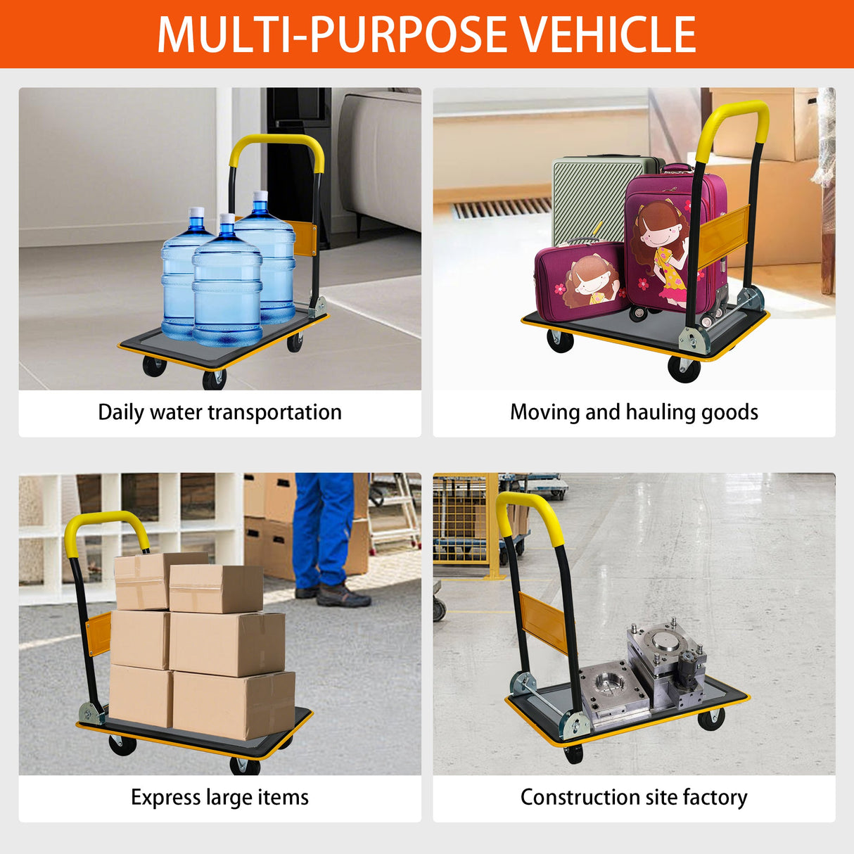 Flatbed Cart - 330lbs Heavy Duty Platform Hand Truck