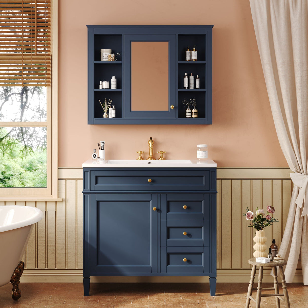 Bathroom Vanity With Top Sink, Storage Cabinet With Mirror