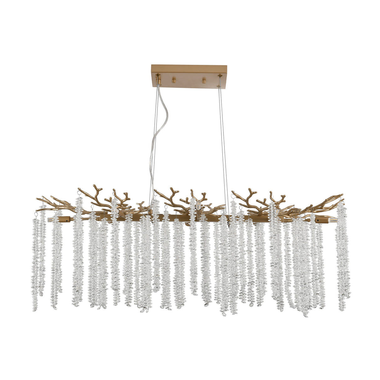 39-inch Modern Golden Pendant Light with Cascading Crystal Strands