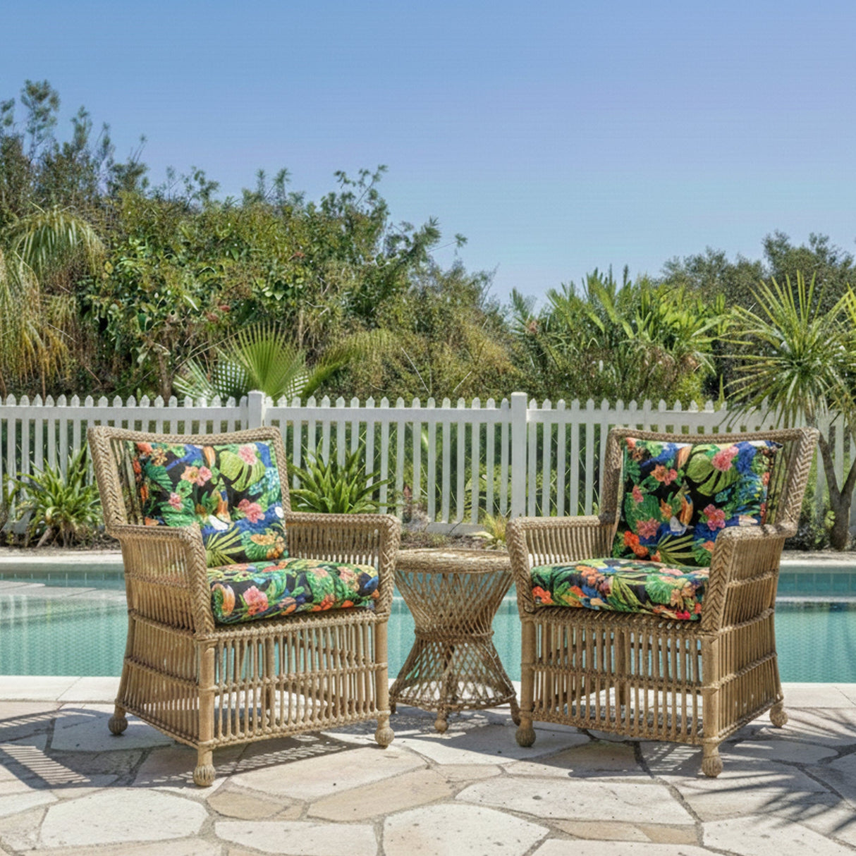 Outdoor Chair Cushions Set of 2, 19 x 19 x 4 Inch Tufted Seat Cushions