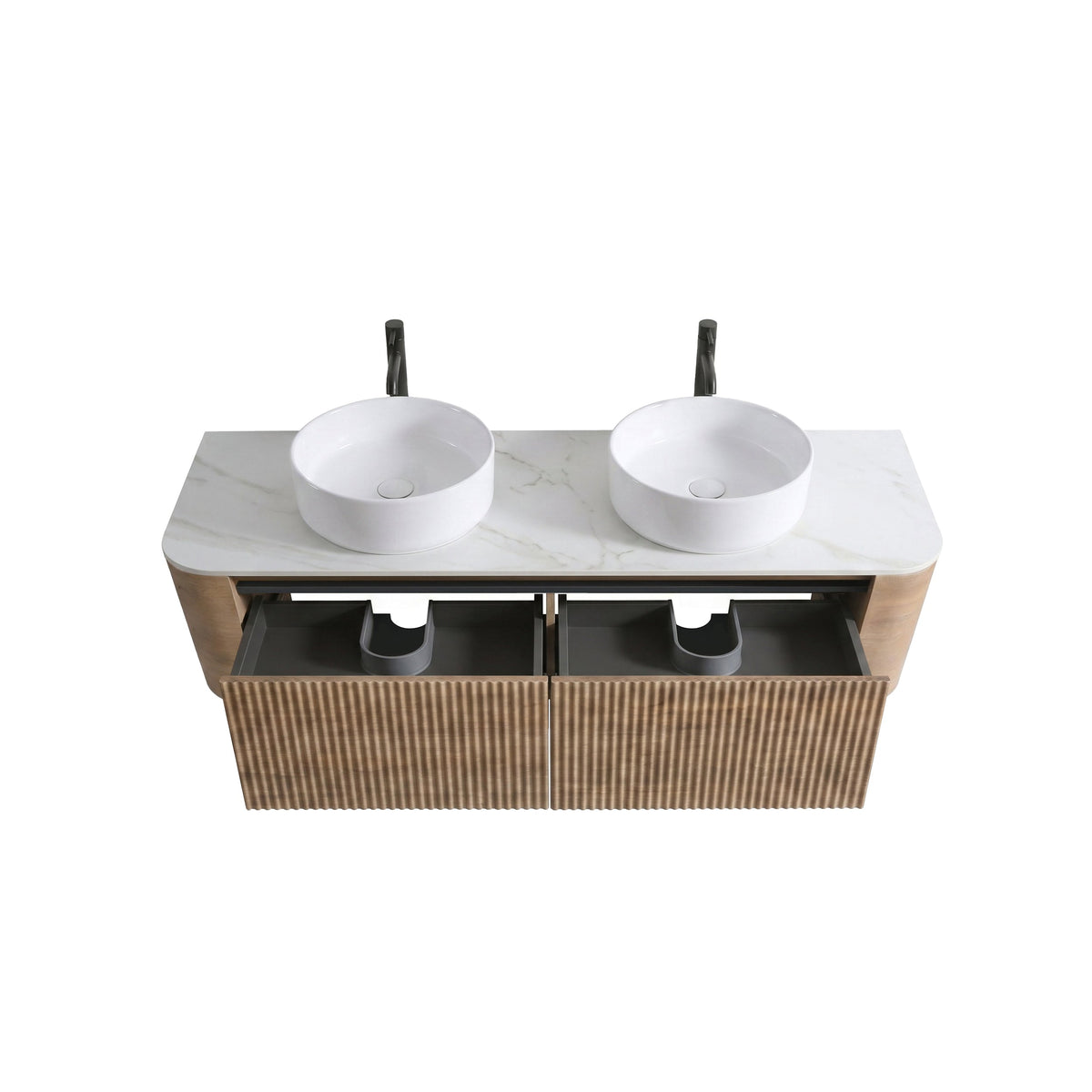 Erba 60 Inch Bathroom Vanity with Sink - Honey Oak and White