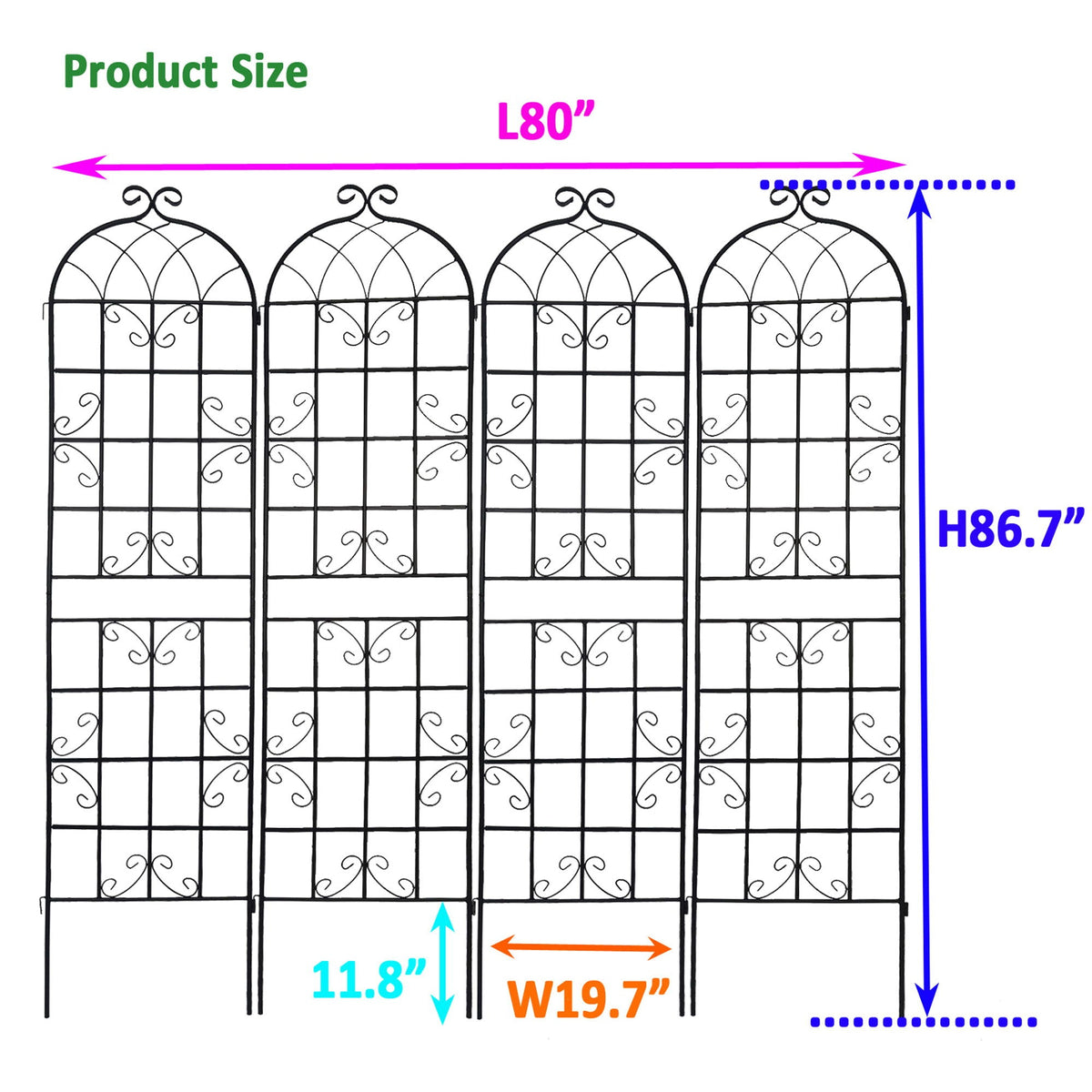 Metal Garden Rustproof Trellis For Climbing Plants Outdoor Flower Support