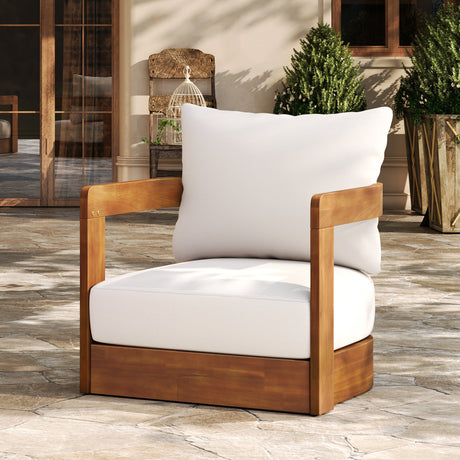 Premium-Acacia-Wood-Outdoor-Club-Chair,-Curved-Tub-Design,-Water-Resistant-Cushions-Outdoor-Chairs