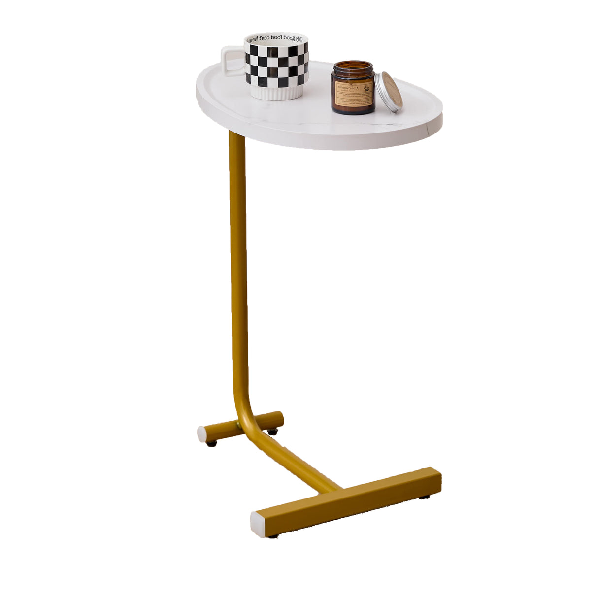 Modern White C-Shaped Side Table Set