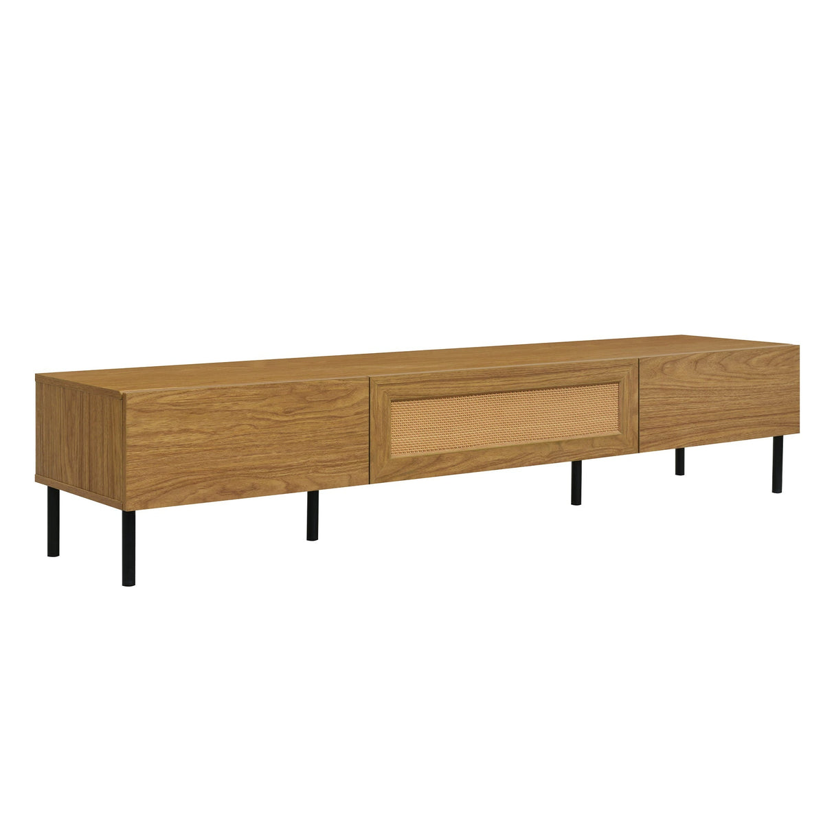 Boho TV Stand for TVs Up to 80" with Rattan Decoration and Metal Legs