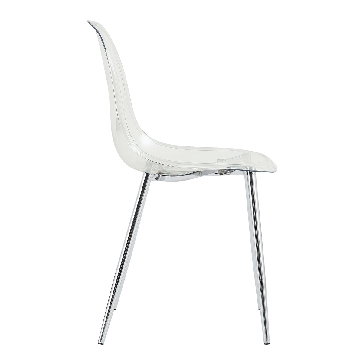 Modern Minimalist Transparent Dining Chair Set with Ergonomic PET Seat - Clear/Silver