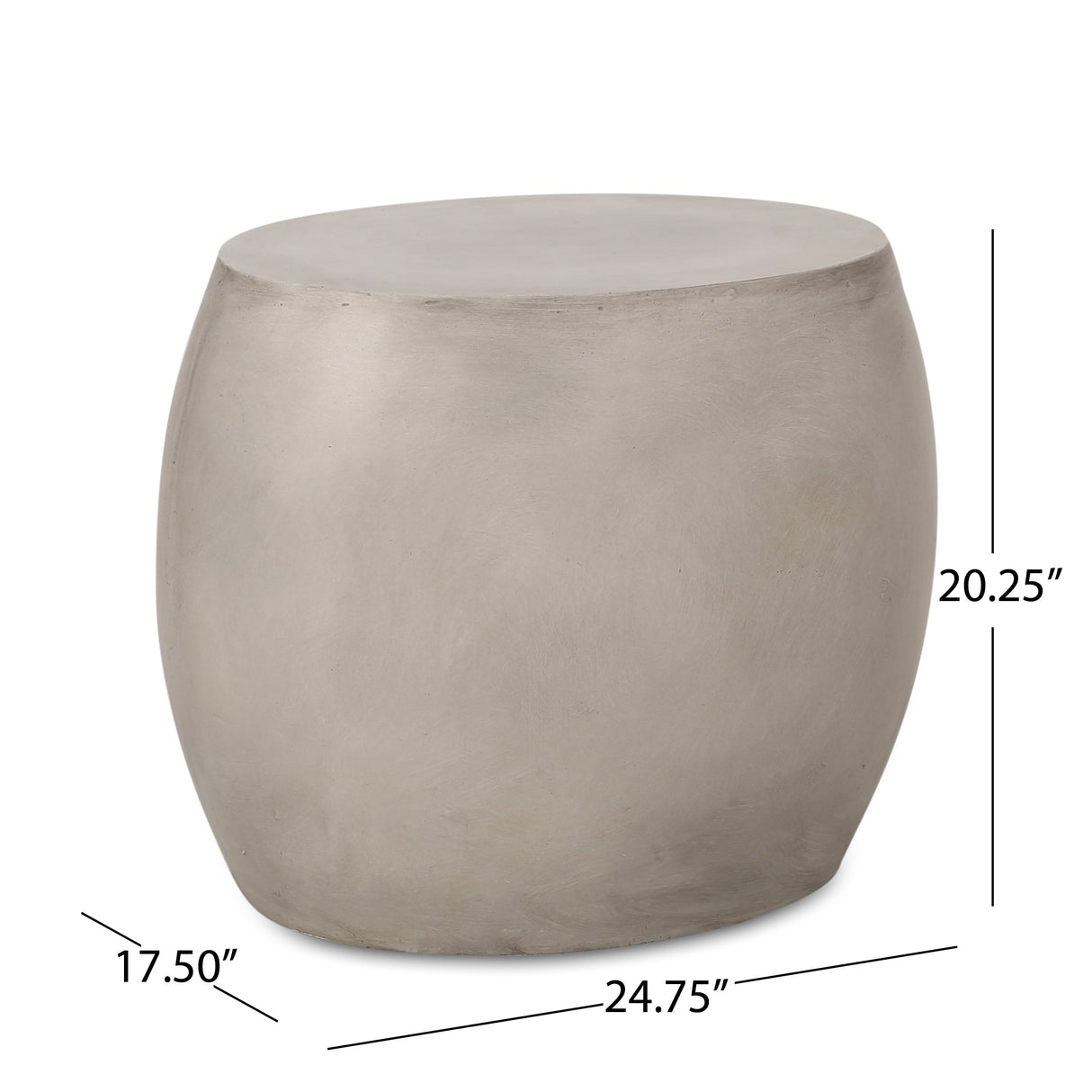 Outdoor Oval-Shaped Side Table, Light Grey