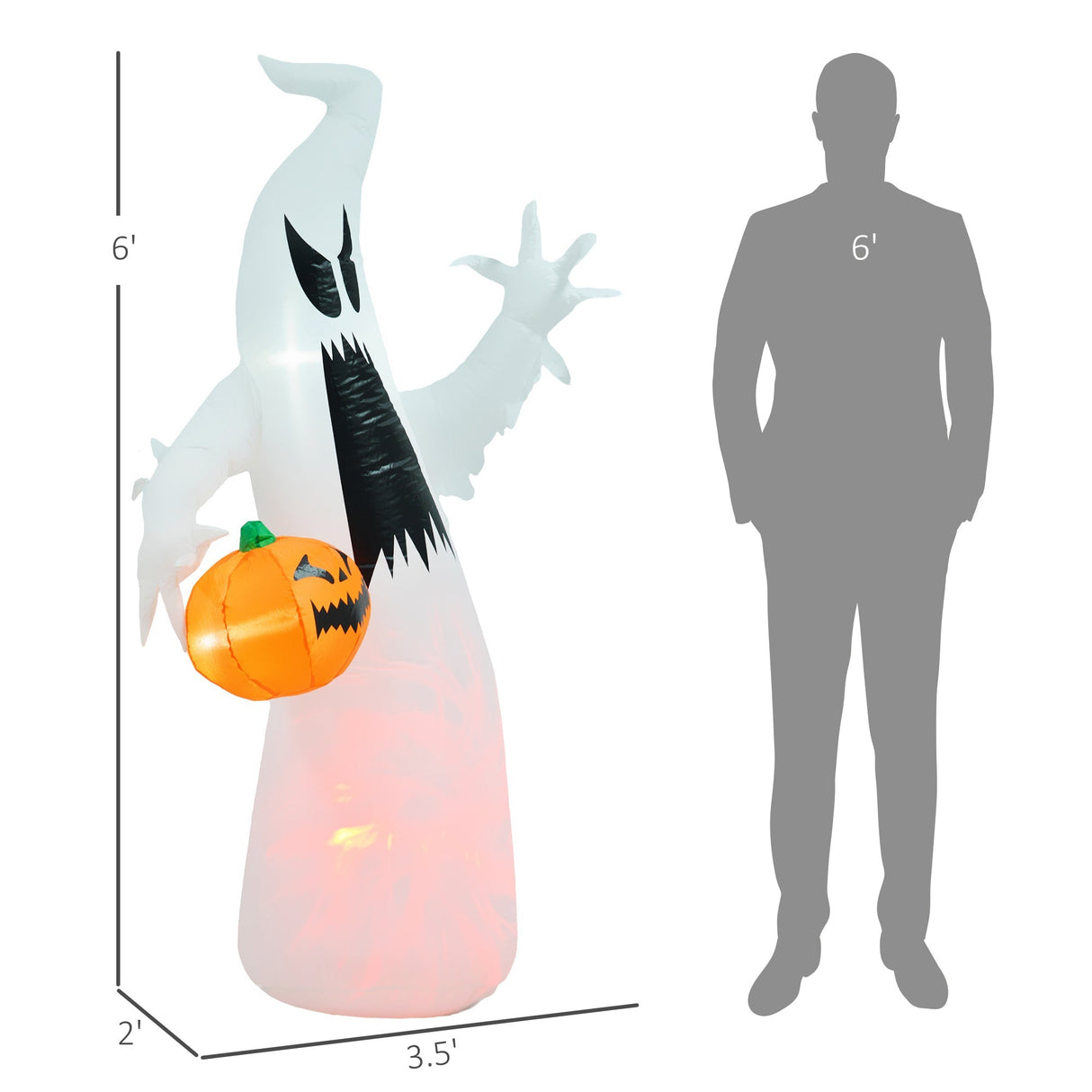 5.9' Towering LED-Lit Inflatable Ghost