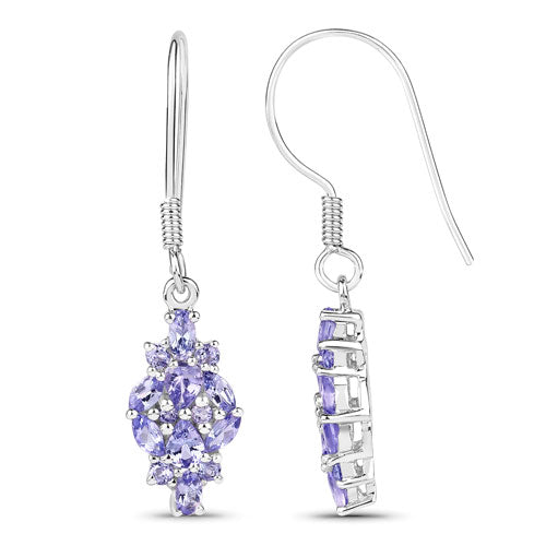 2.04 Carat Genuine Tanzanite .925 Sterling Silver Earrings