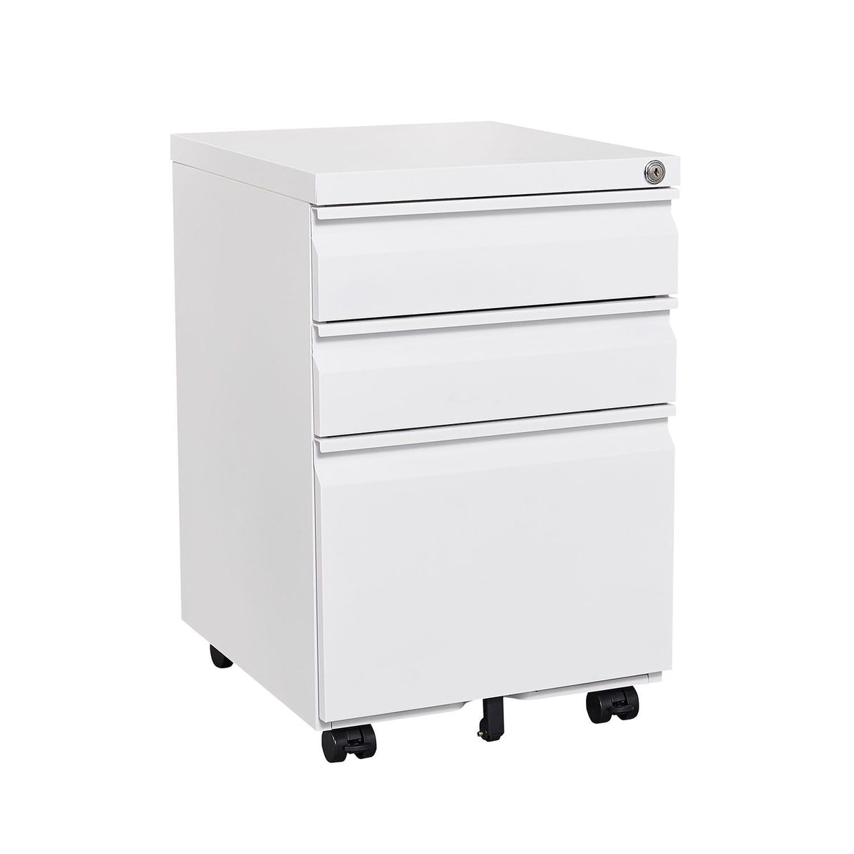 Contemporary 3 Drawer Mobile Filing Cabinet With Lock, Metal Office Storage For Legal / Letter Size