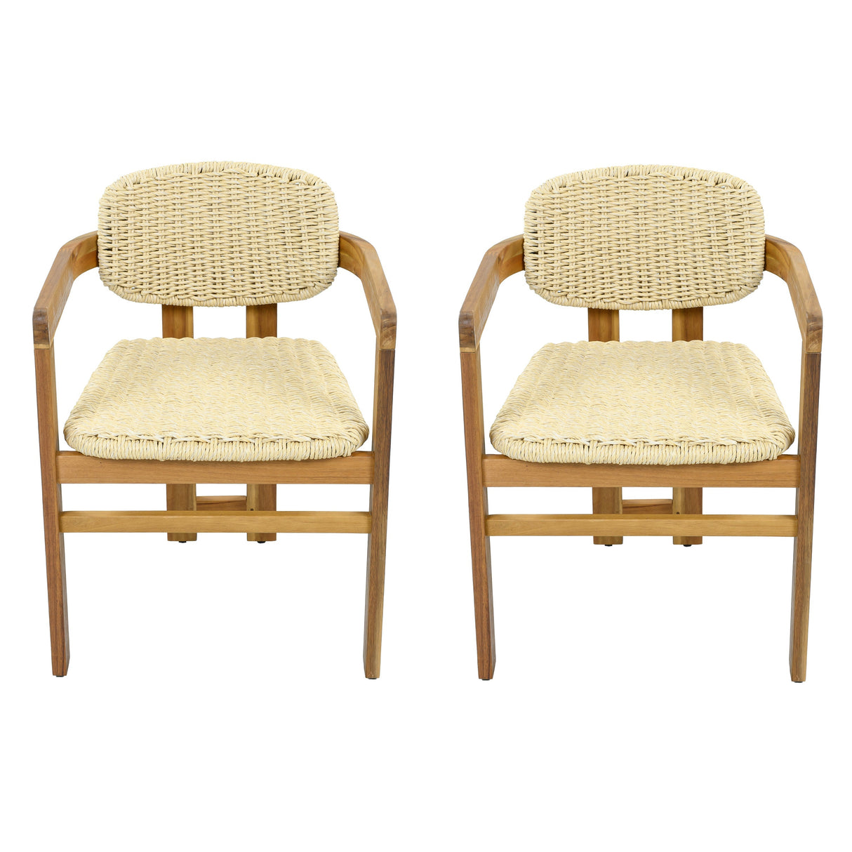 Outdoor Woven Rattan Chair Set - Two Accent Chairs