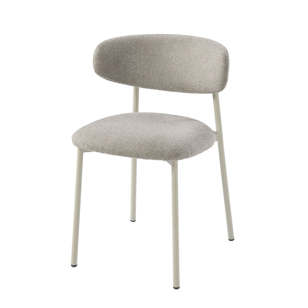 Light Gray Side Chair Set of 2 with Upholstered Seat and Metal Frame
