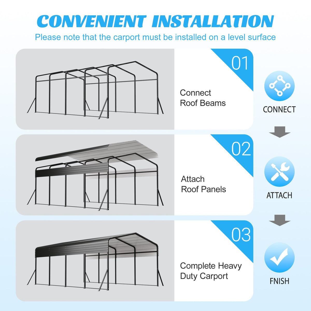 13x20 FT Metal Carport with Upgraded Frame