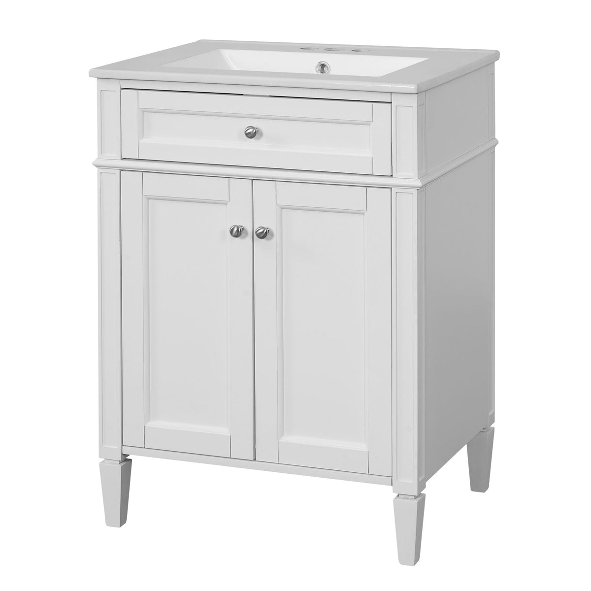 Bathroom Vanity with Solid Wood Frame and Tip Out Drawer - Black, White, Dark Green