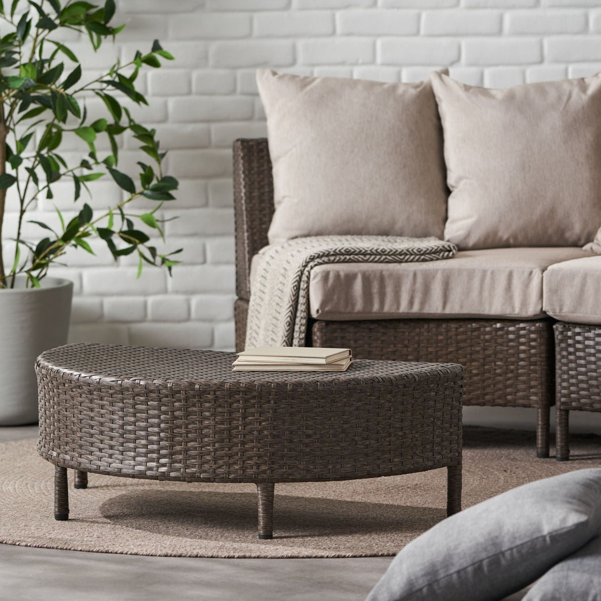 Pt Limon Outdoor Coffee Table Half Round Design