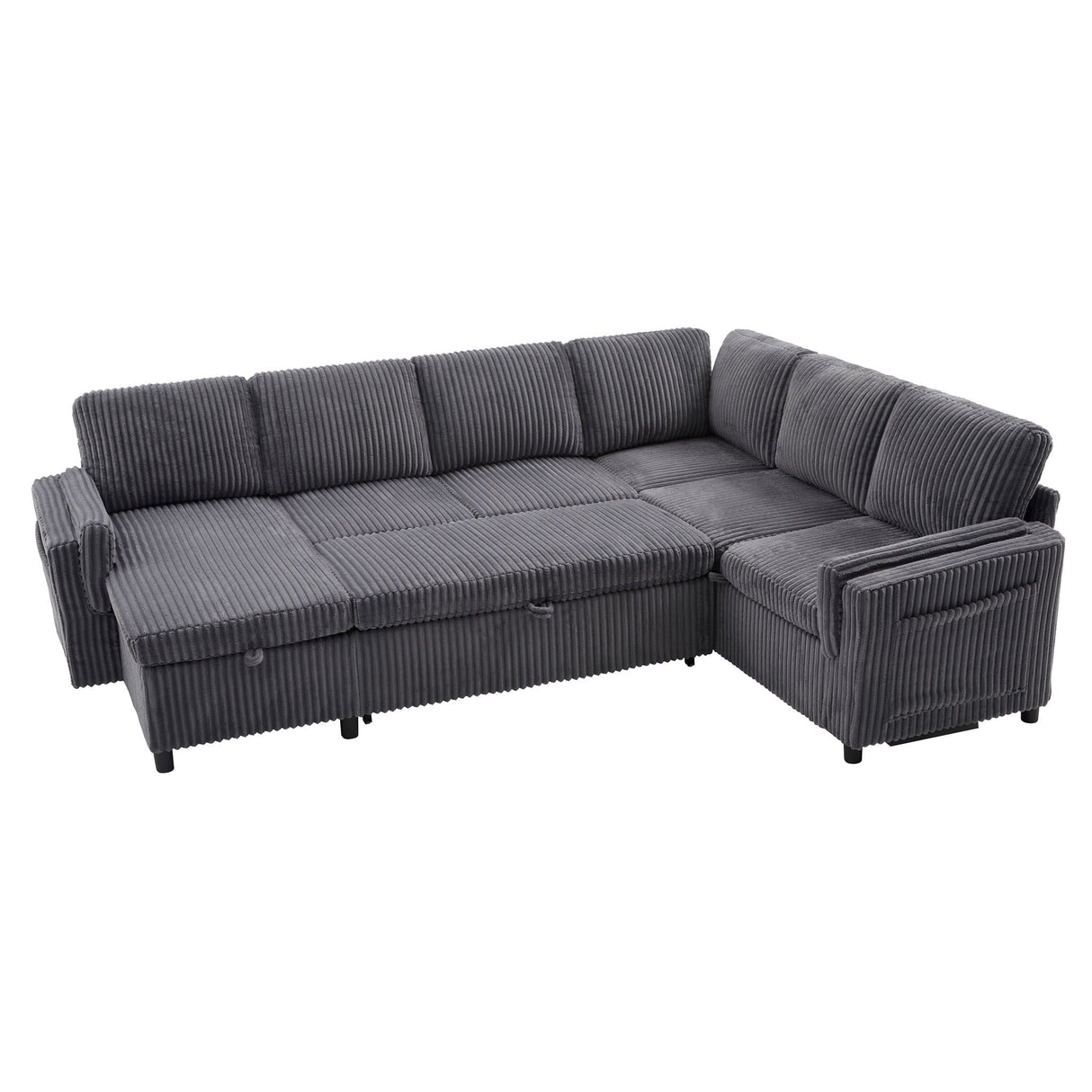 Convertible U-Shaped Sectional Sofa Bed With USB Ports And Storage