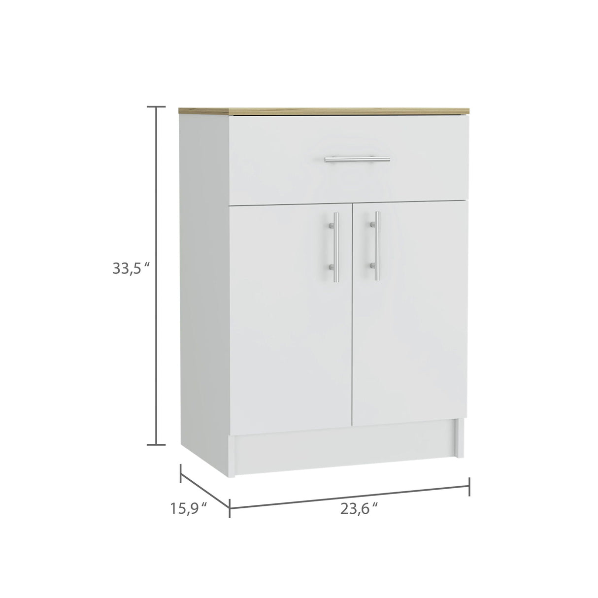 Pantry Organizer Cabinet One Drawer, Two Interior Shelves, Two Doors - White / Light Oak