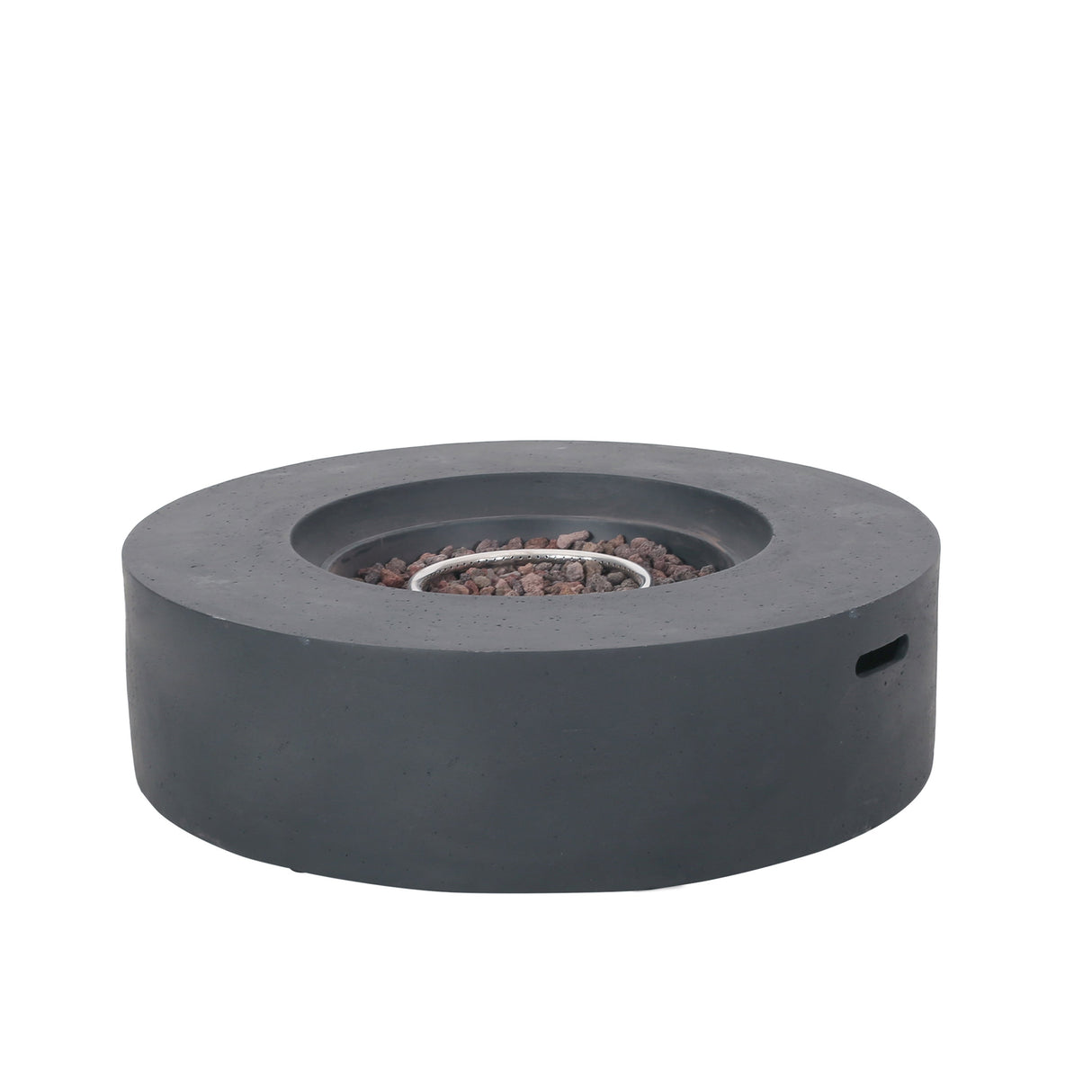 Modern Lightweight Concrete Outdoor Circular Fire Pit 50,000 BTU Dark Gray