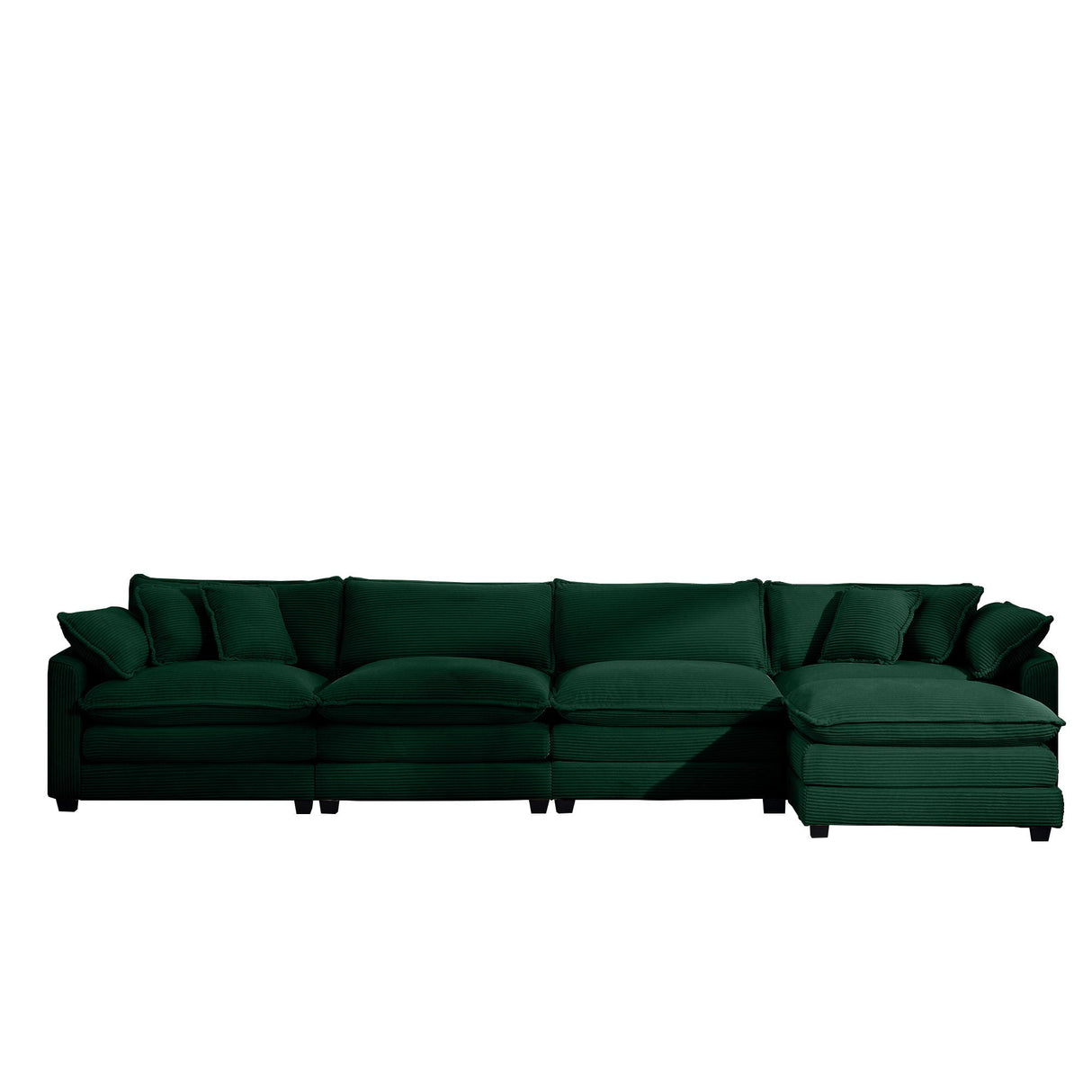 Modern Oversized Modular Cushion Sofa With Ottoman, Low Back, Deep Seating Sofa Set