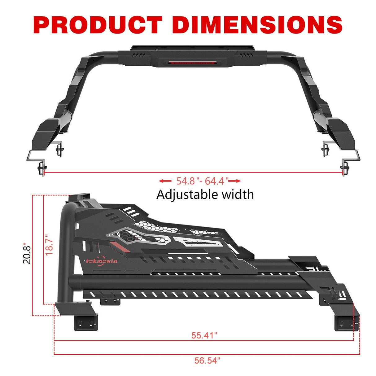 Universal Truck Bed Roll Bar, Steel Chase Rack Sport Bar