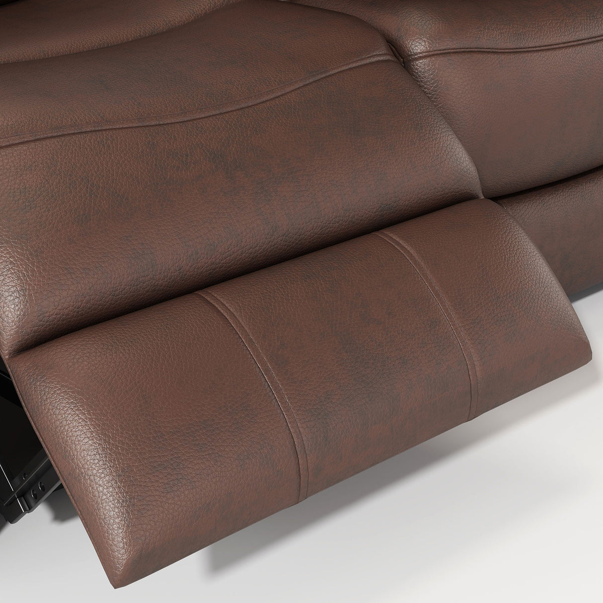 Genuine Non Power Reclining Sofa With Drop Down Table, Stainless Steel Cupholders And Magazine Bag