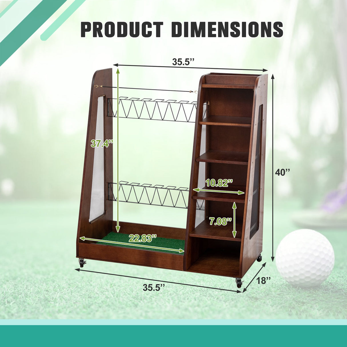 Premium Wooden Golf Bag Organizer for Garage