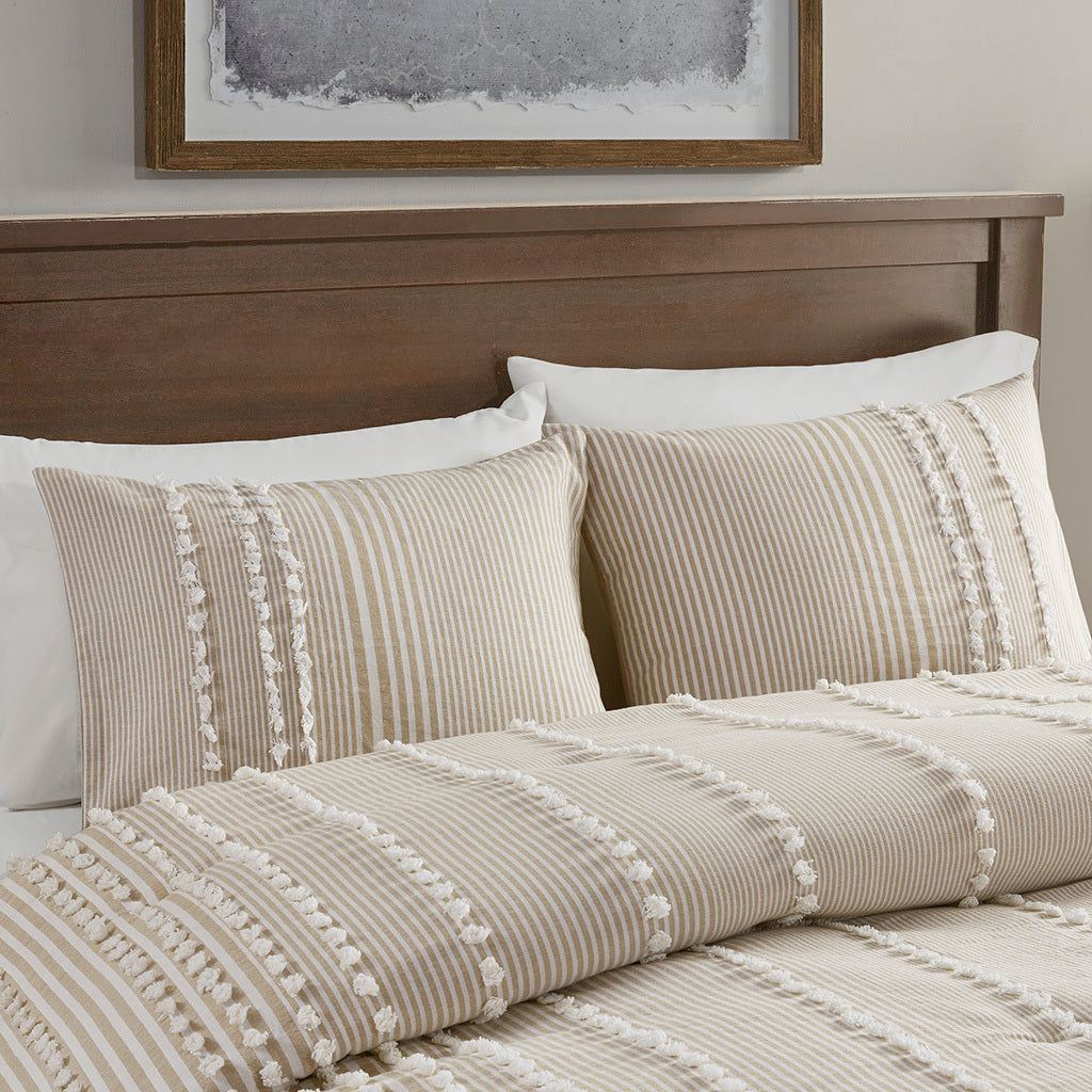 King 3 Piece Cotton Yarn Dyed Comforter Set