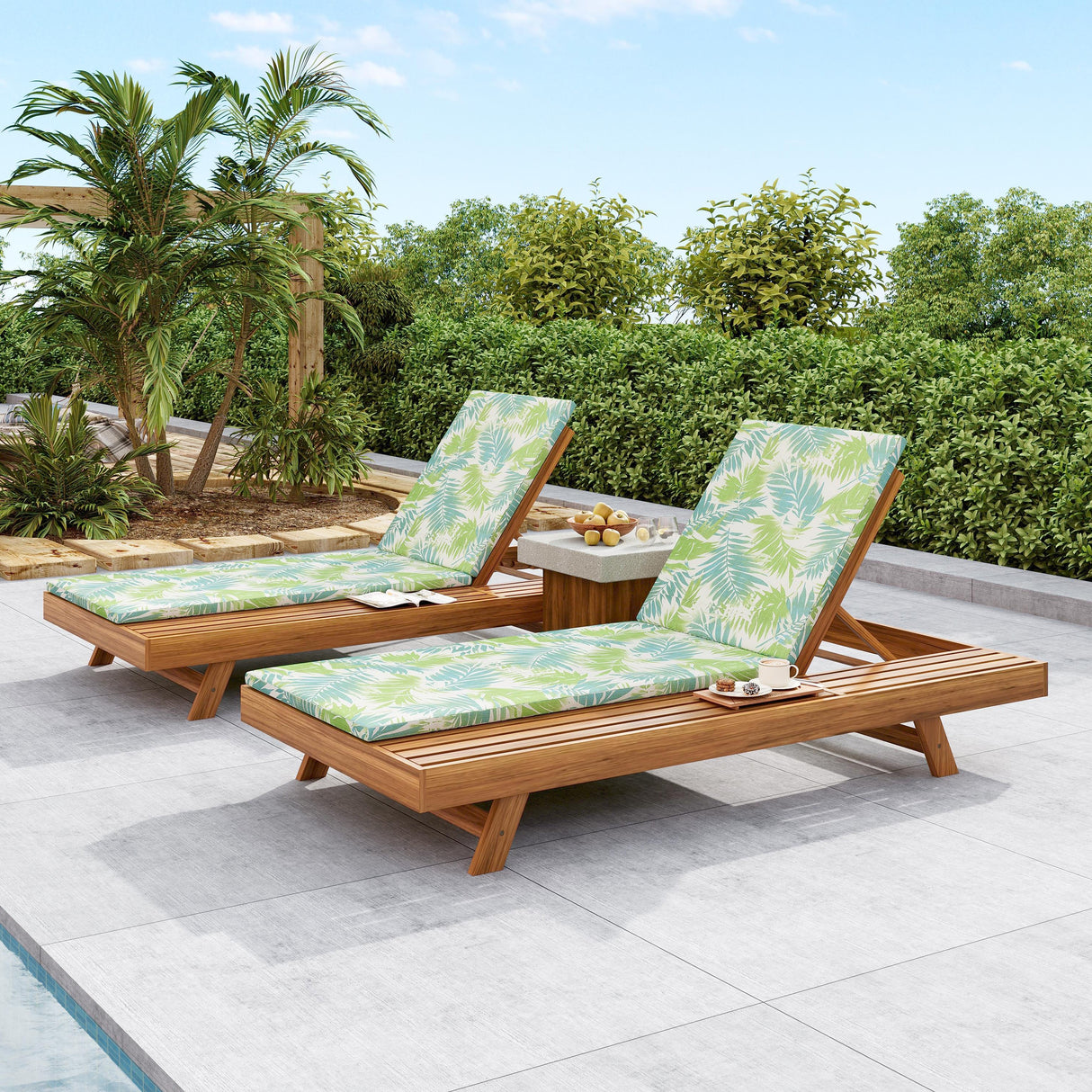 Lounge Chaise Set with Water-Resistant Cushions