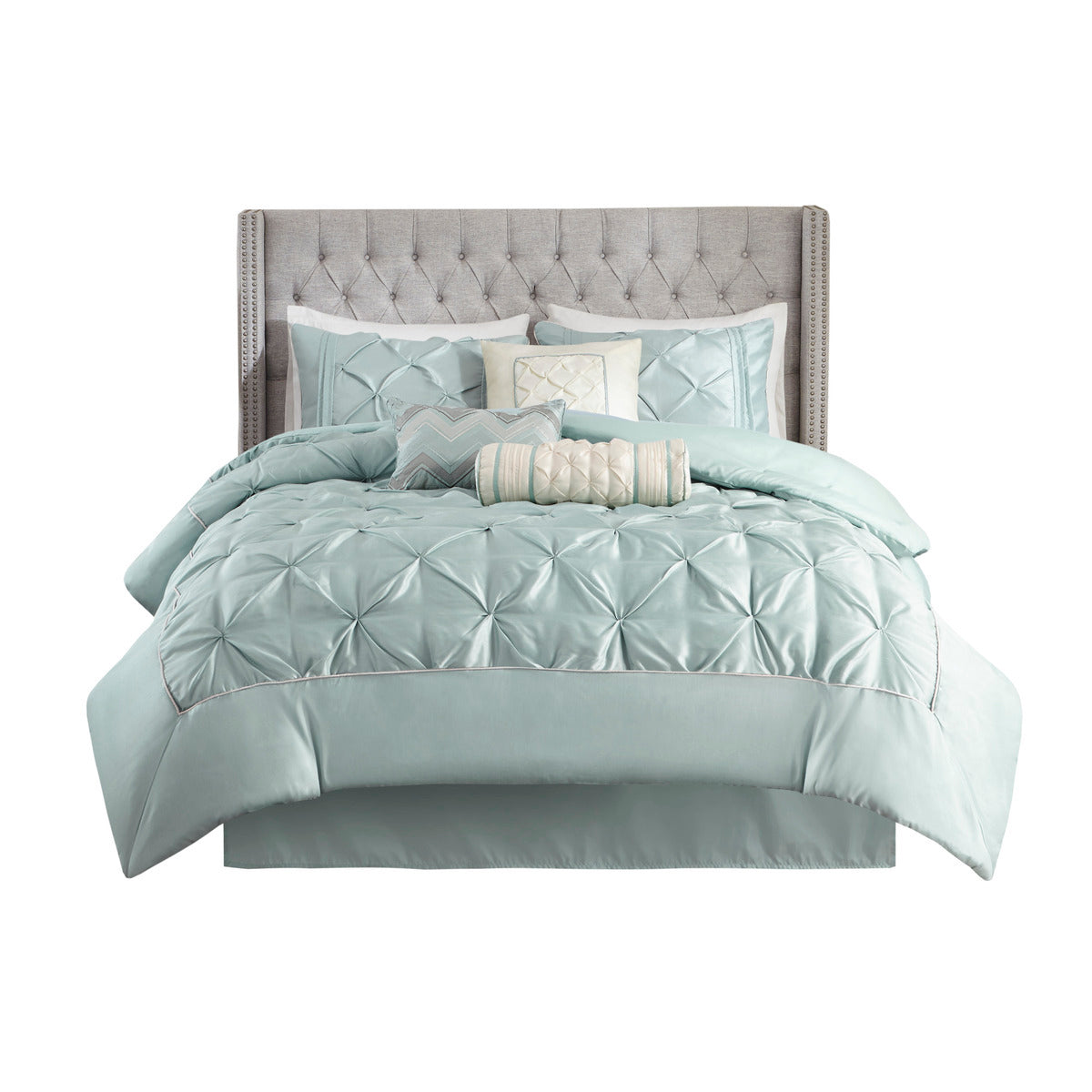 7 Piece Tufted Comforter Set Seafoam California King