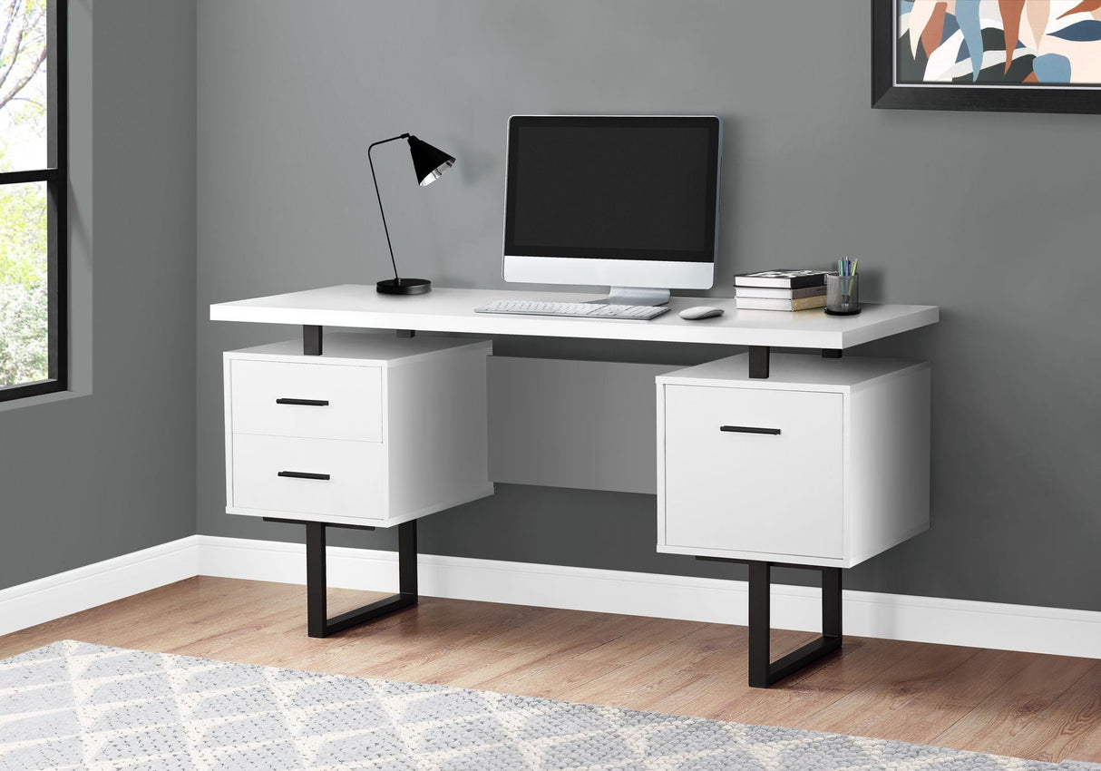Computer Desk For Home Office, Laptop, Left, Right Set-Up, Storage Drawers, Contemporary & Modern