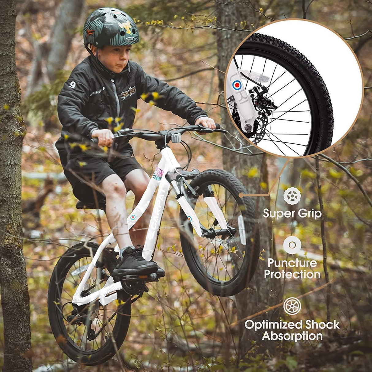 S20101 20" Kids' Bike, Boys Girls Mountain Bike Ages 8-12, 7 Speed Teenager Children Kids' Bicycles, Front Suspension Disc Brake Rear V-Brake, High Steel Frame