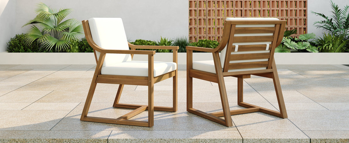 TREXM Patio Dining Chair Set of 2 with Removable Cushions