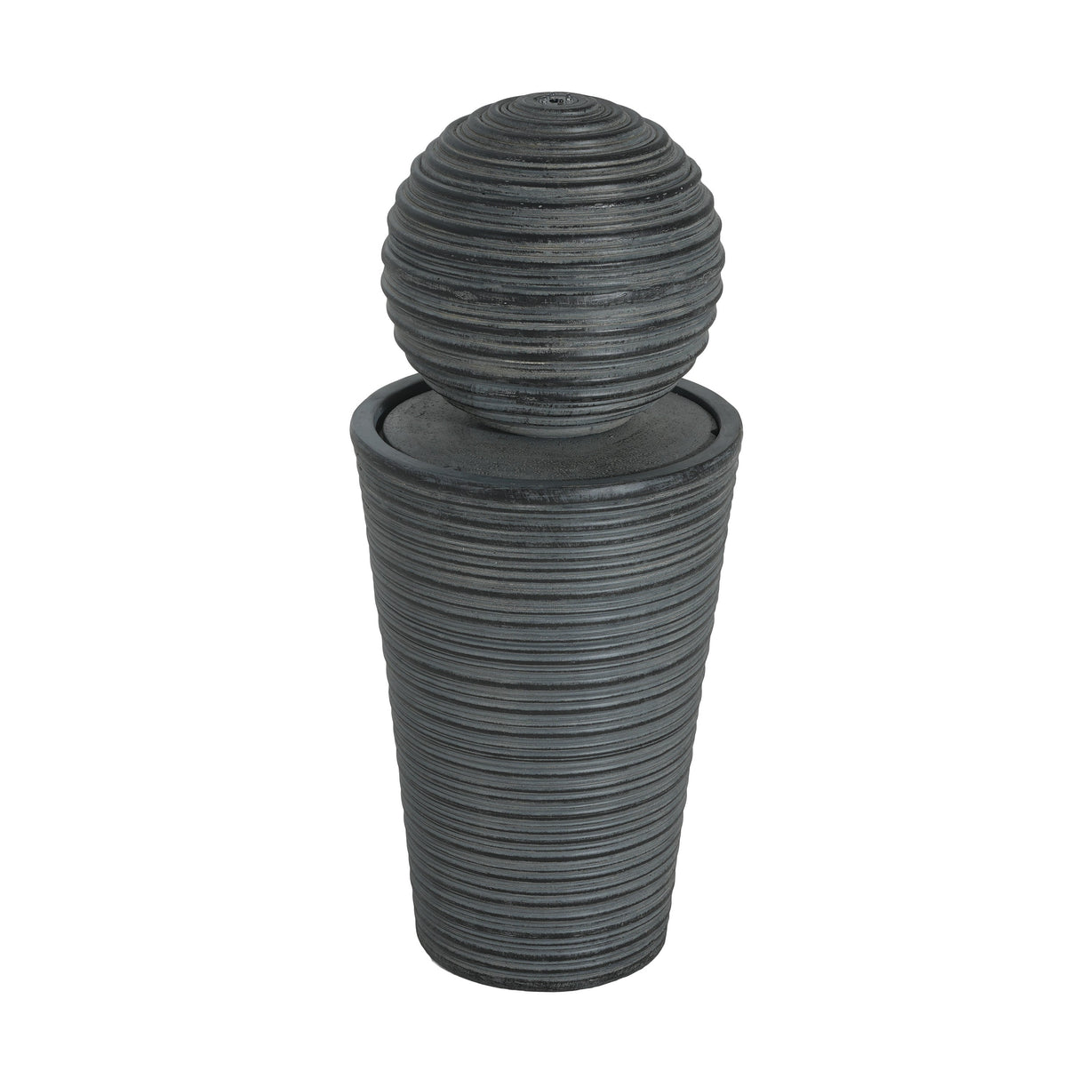 31.5' Tall Striped Concrete Column Fountain with LED Light - Gray Concrete Design