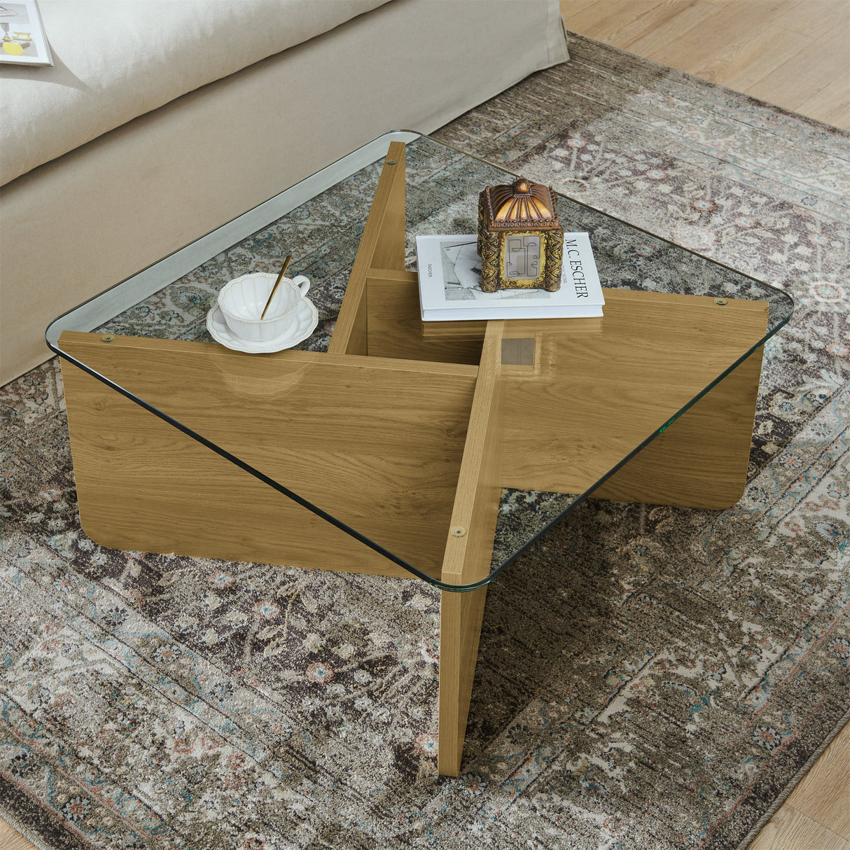 Mid-Century Modern 31.5 Inch Glass Coffee Table