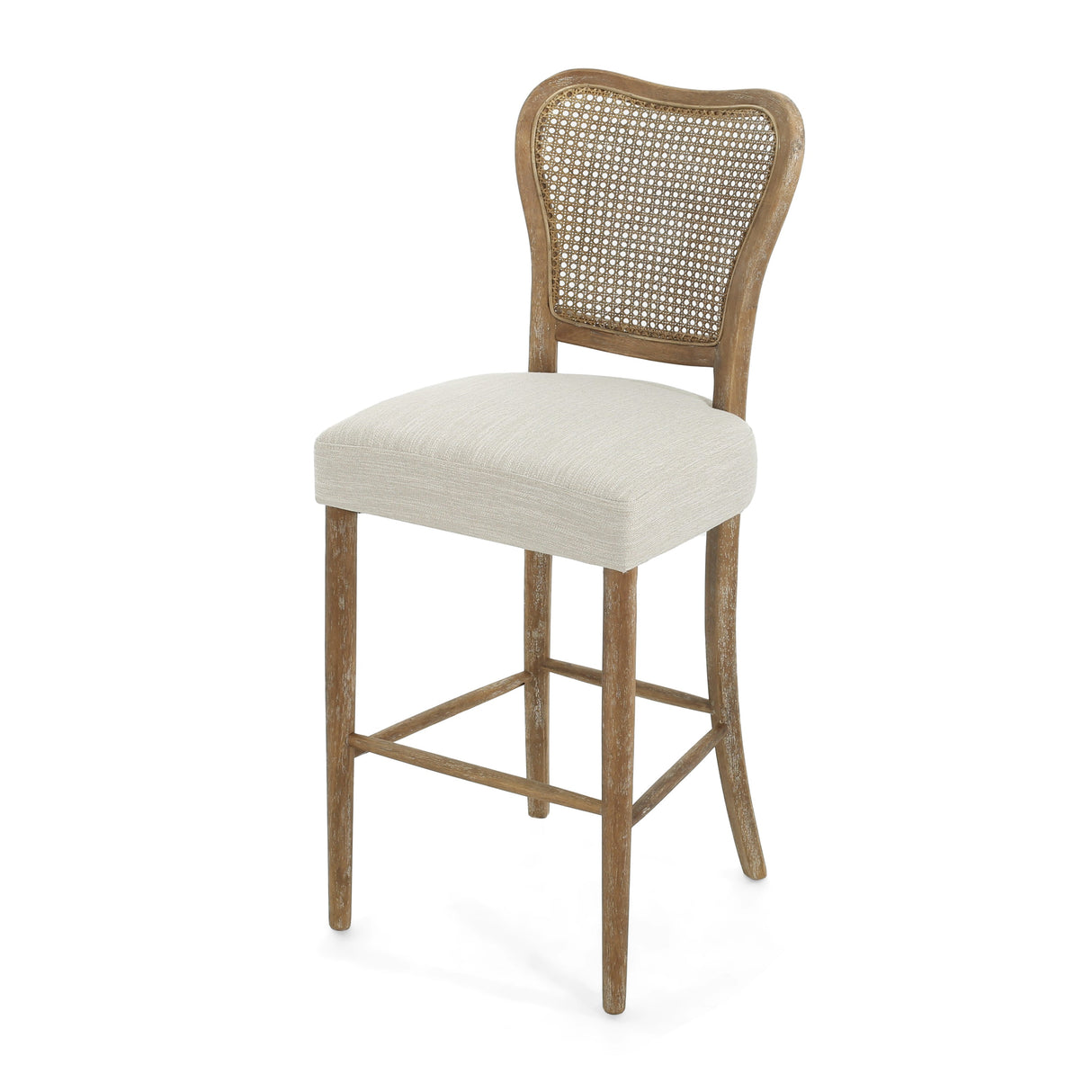 Cane-Back Upholstered Bar Stools, Set of 2
