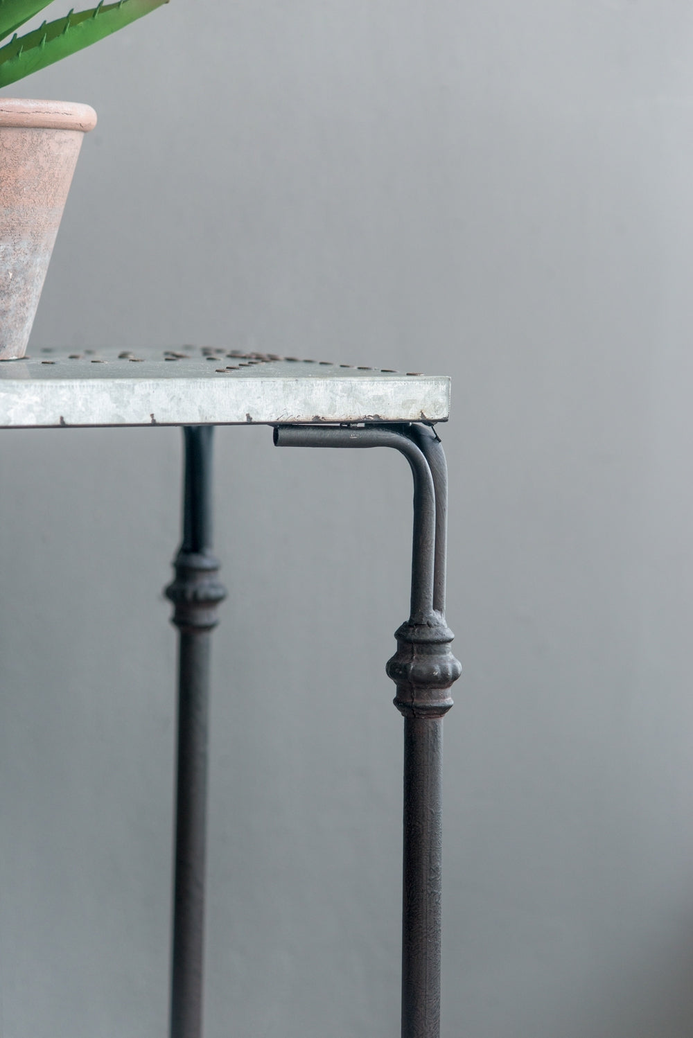 Set of 3 Metal Nesting Tables with Galvanized Tops - Antique Gray