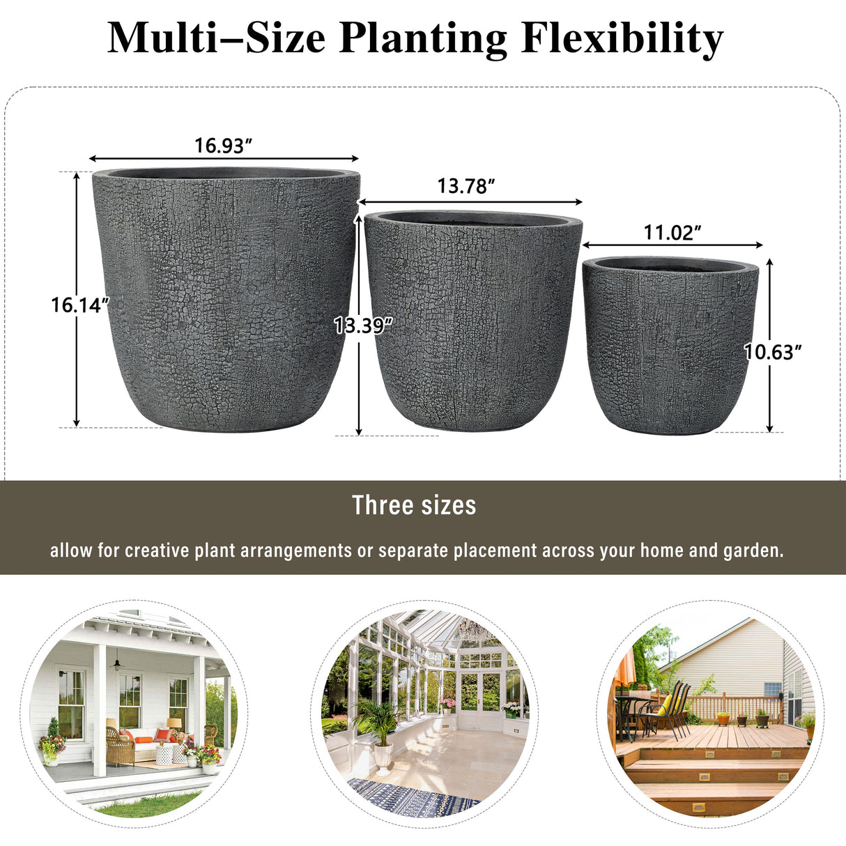 U_STYLE Lightweight MGO Planter Set of 3