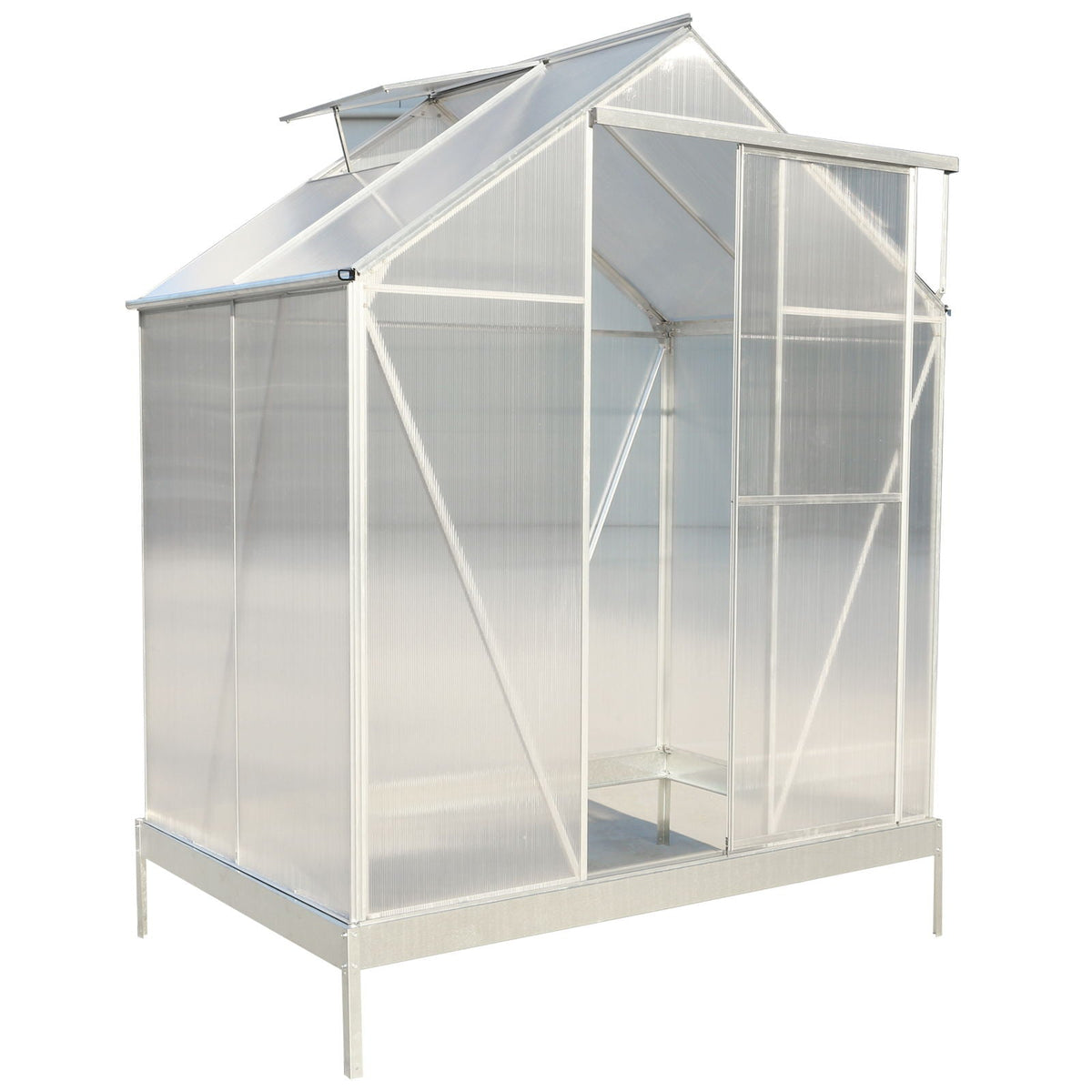 Polycarbonate house, Heavy Duty Outdoor Aluminum Walk-In House Kit With Rain Gutter, Vent And Door For Backyard Garden