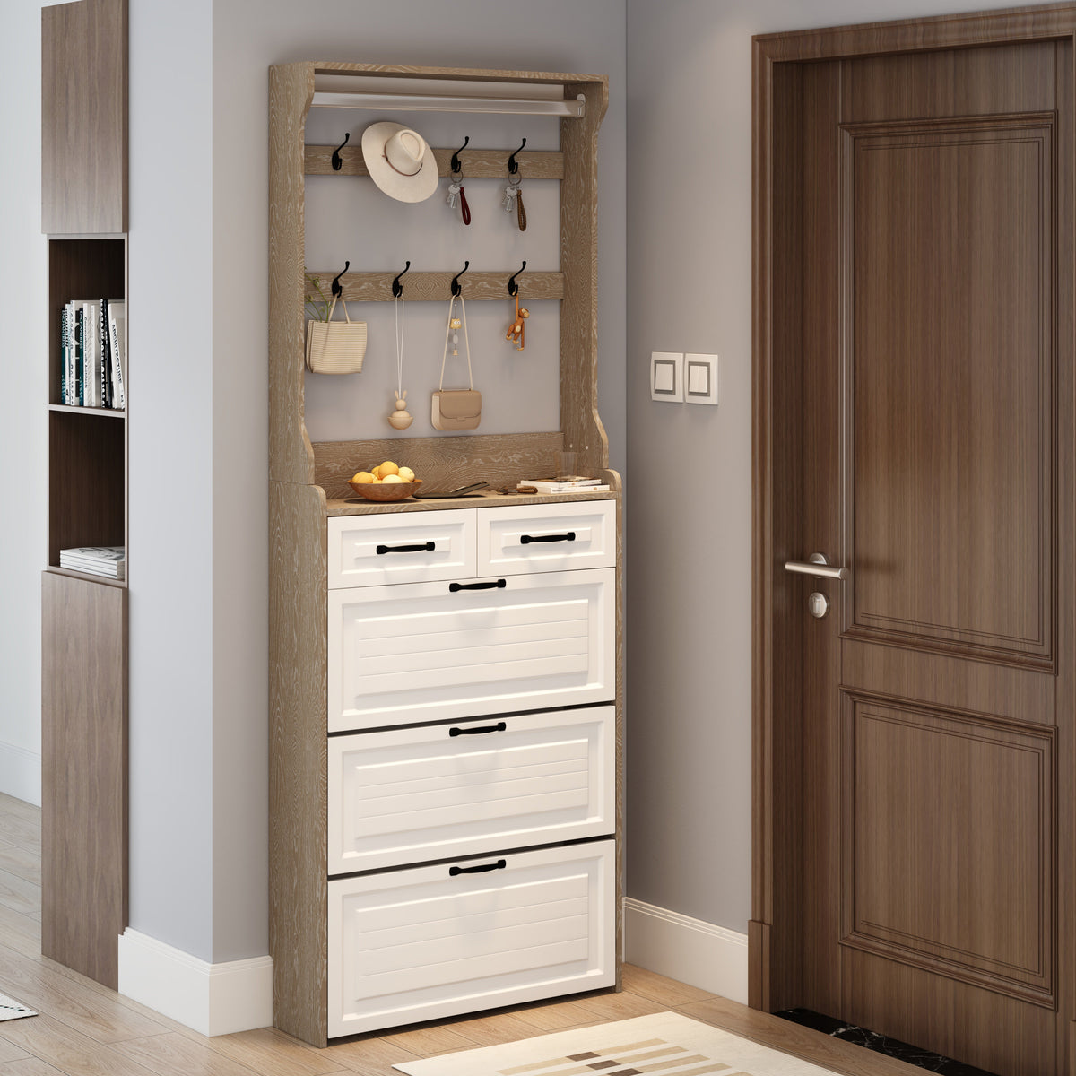 Premium Shoe Cabinet with Drop-Down Doors