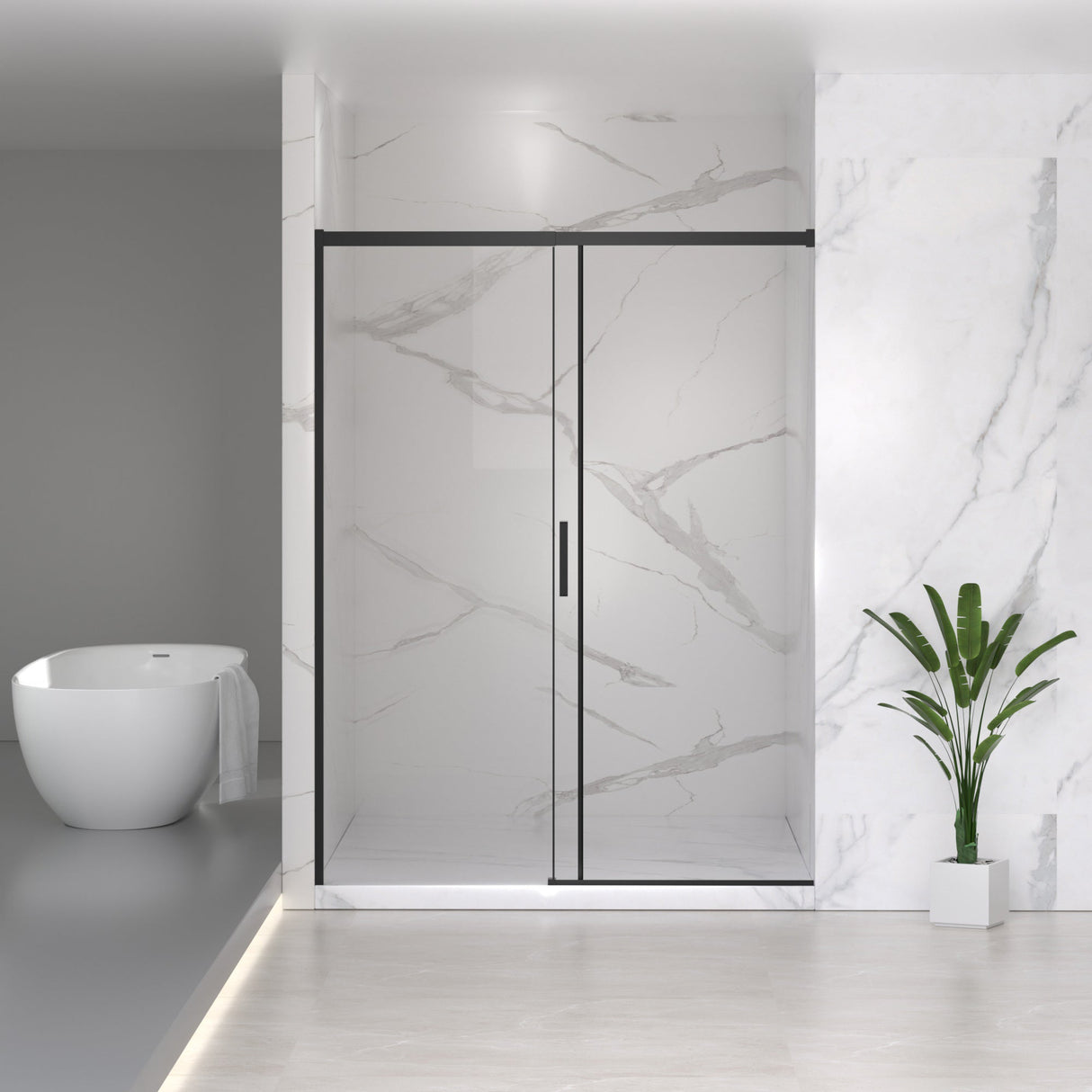 56-60" W x 74" H Semi-Frameless Sliding Shower Door