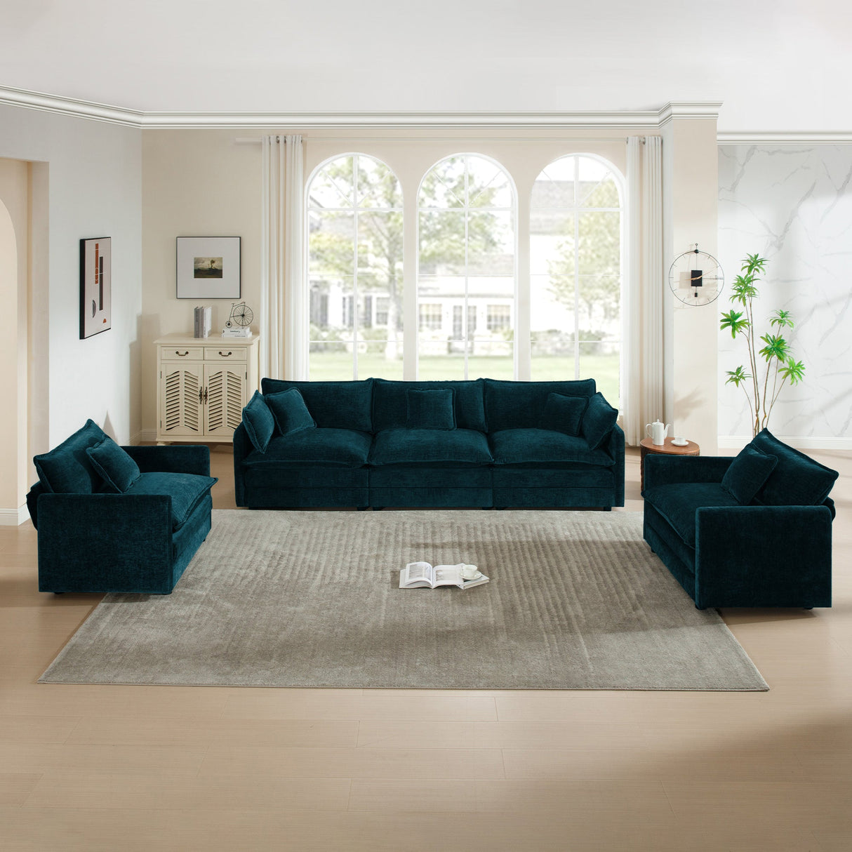 3-Piece Modern Sofa Set with Accent Chairs