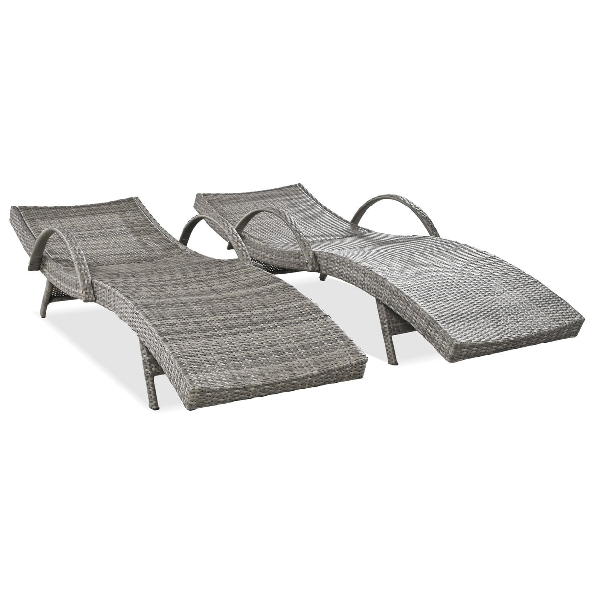 K&K 80'' Outdoor Wicker Chaise Lounge Chairs Set of 2