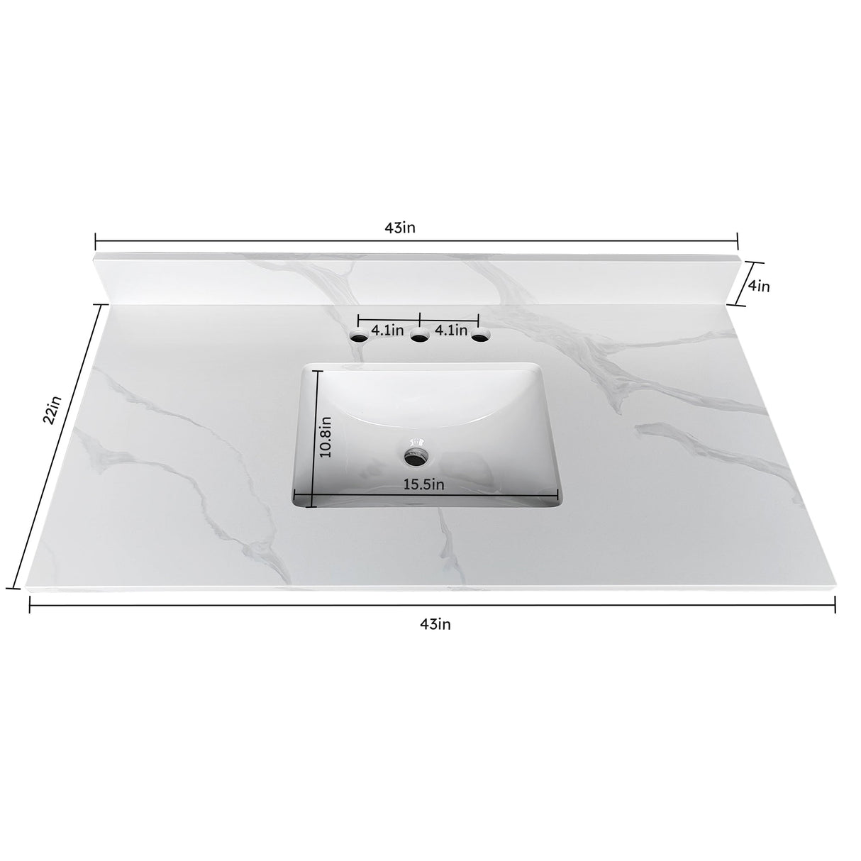 43-Inch Quartz Bathroom Vanity Top